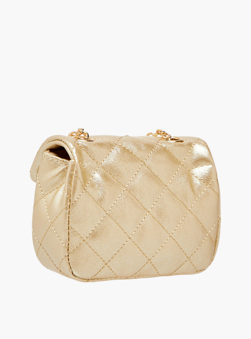 Little Missy Embellished Crossbody Bag with Chain Strap and Button Closure-girls-accessories-bags-image-3