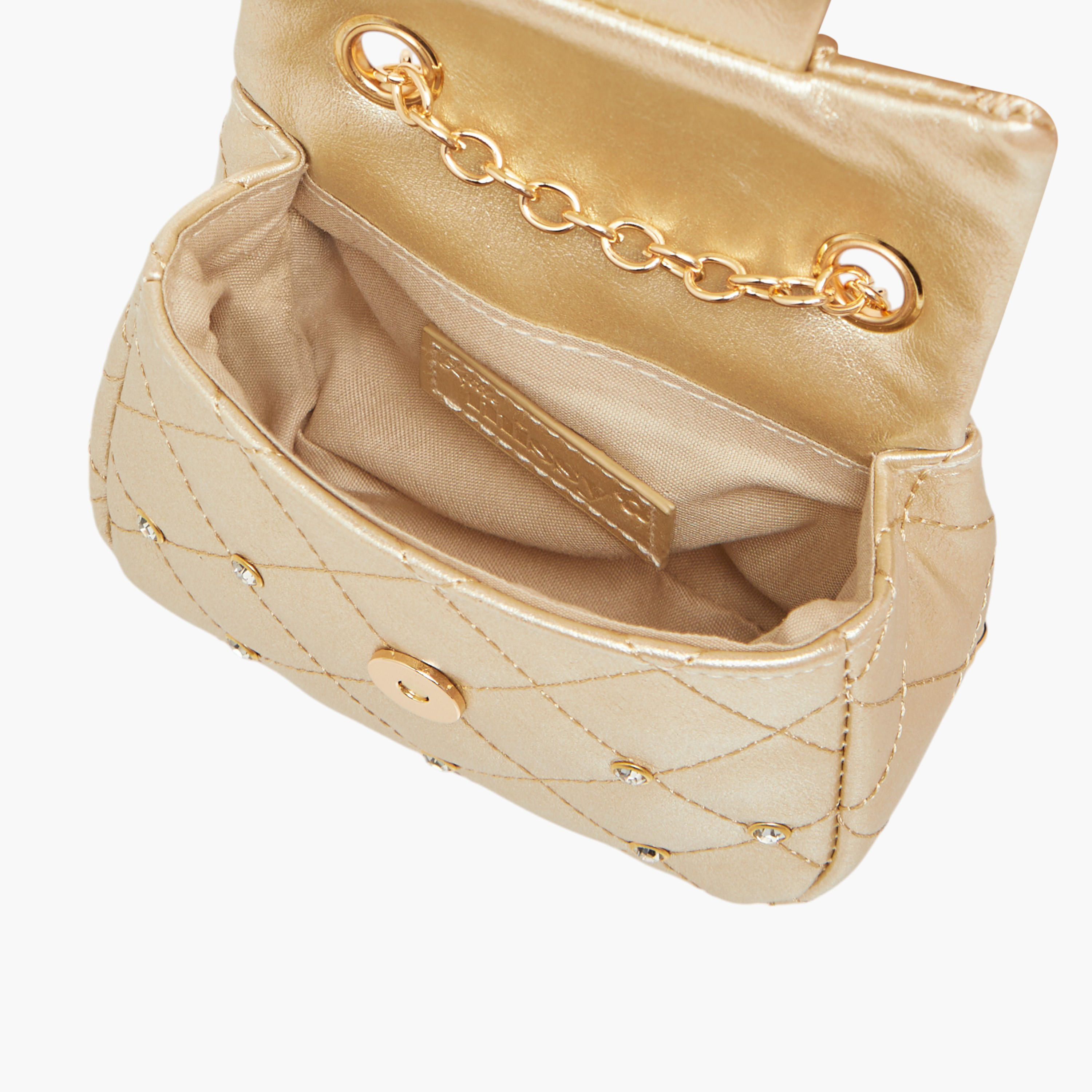 Little Missy Embellished Crossbody Bag with Chain Strap and Button Closure-girls-accessories-bags-image-6