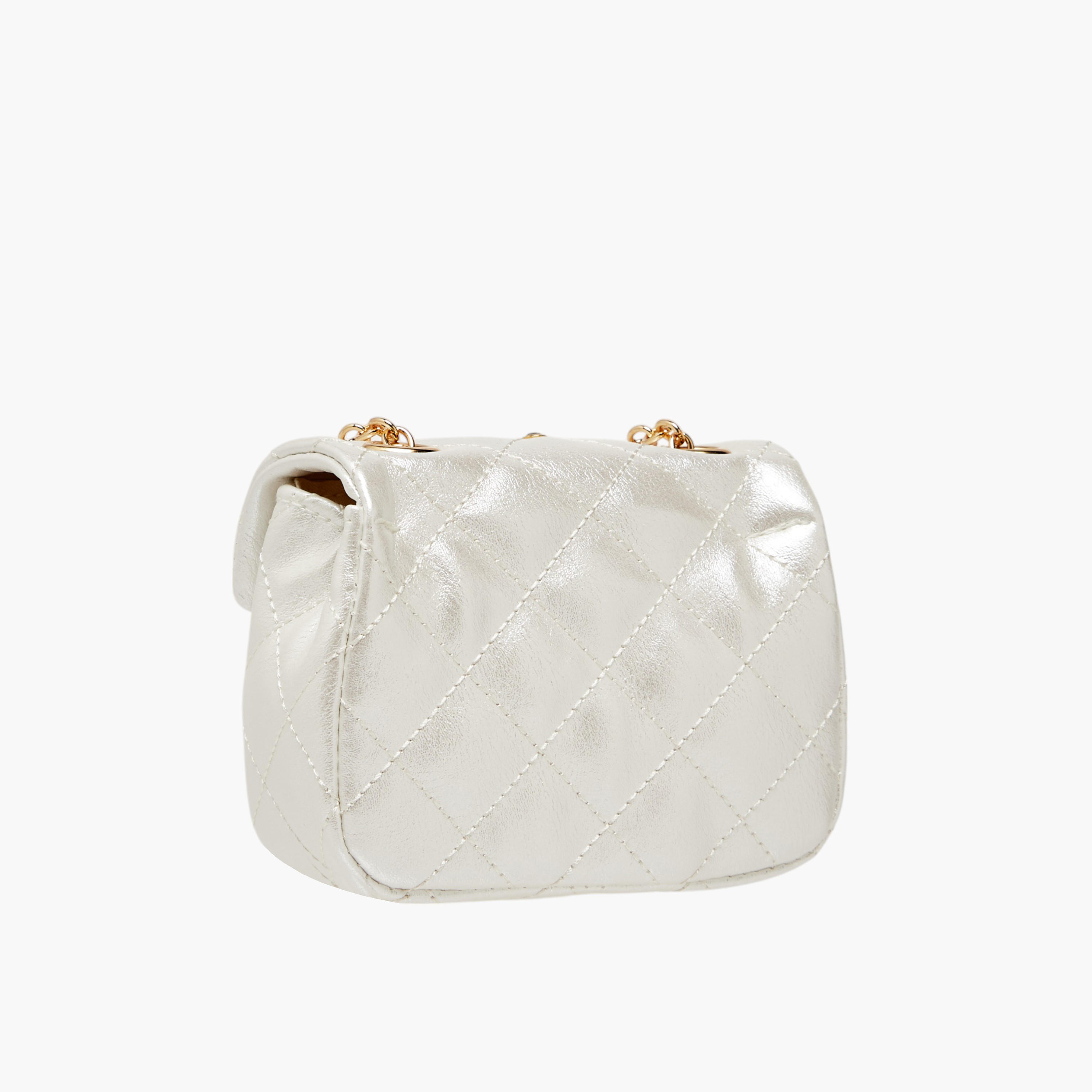 شنطة كروس بودي مزينة بحزام سلسلة وزر إغلاق من ليتل ميسي-girls-accessories-bags-image-3
