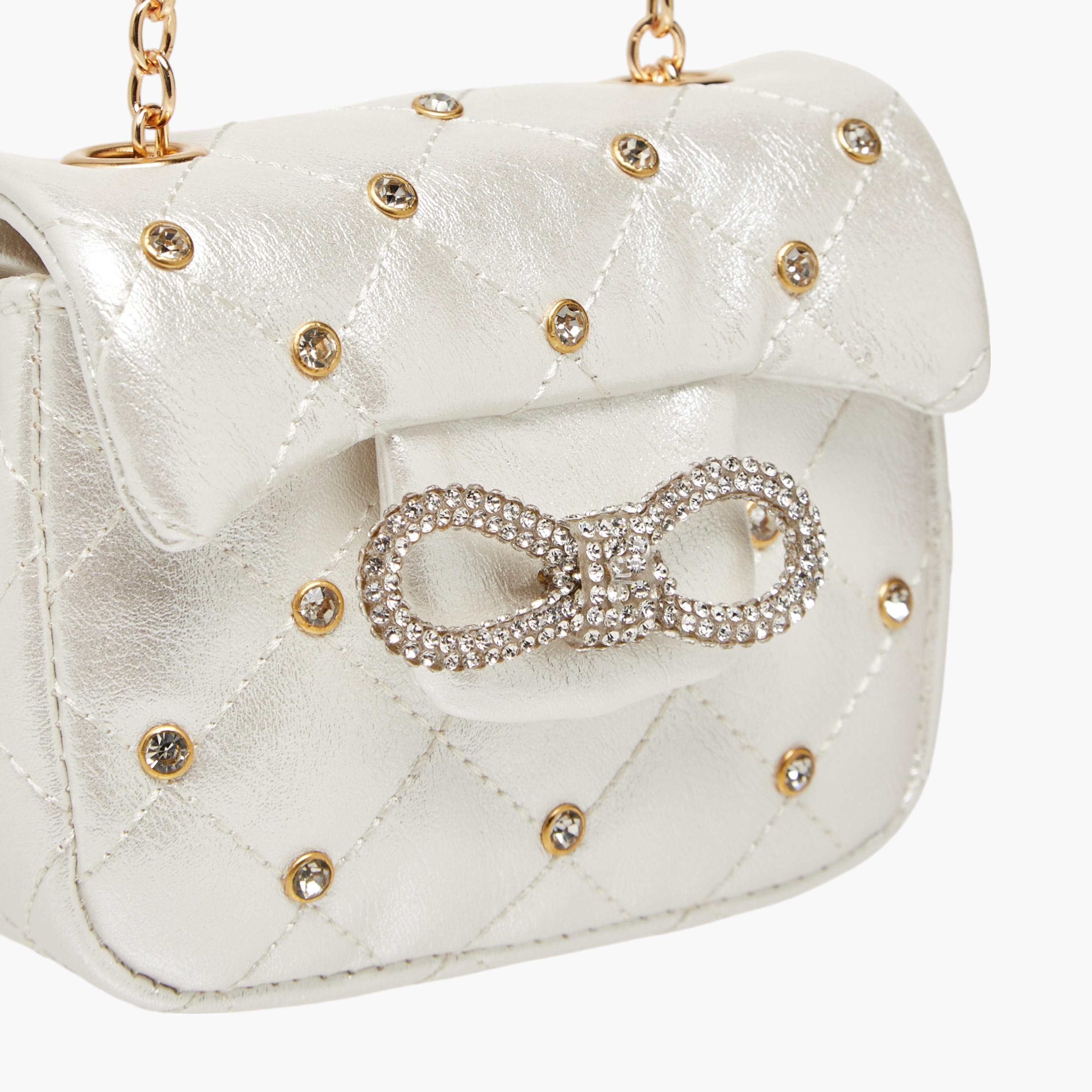 شنطة كروس بودي مزينة بحزام سلسلة وزر إغلاق من ليتل ميسي-girls-accessories-bags-image-4