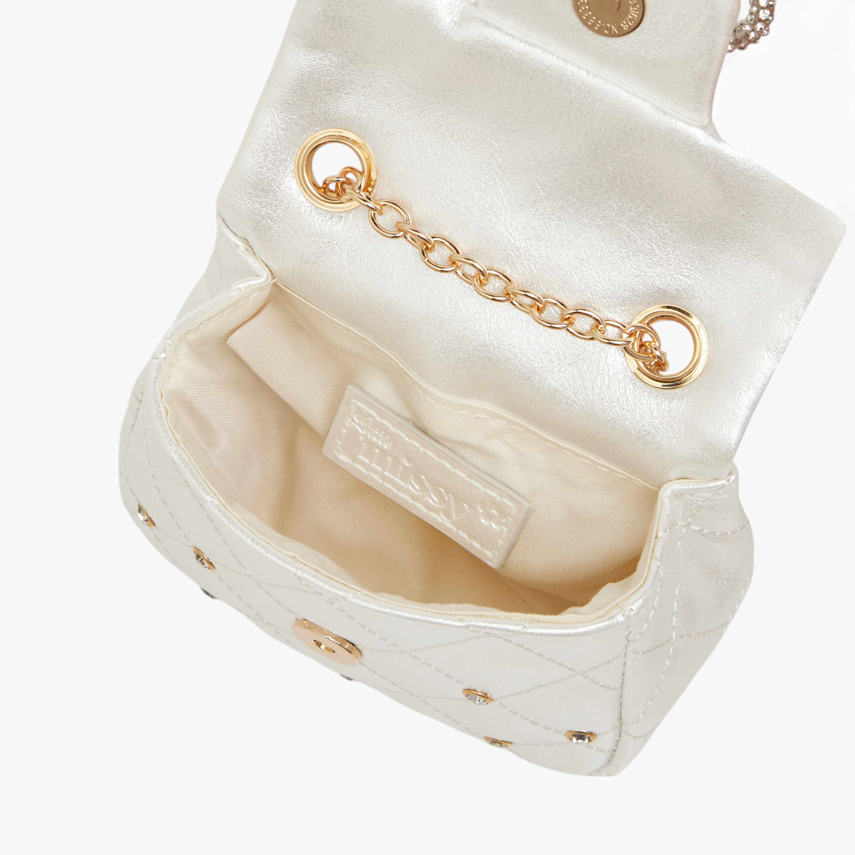 شنطة كروس بودي مزينة بحزام سلسلة وزر إغلاق من ليتل ميسي-girls-accessories-bags-image-6