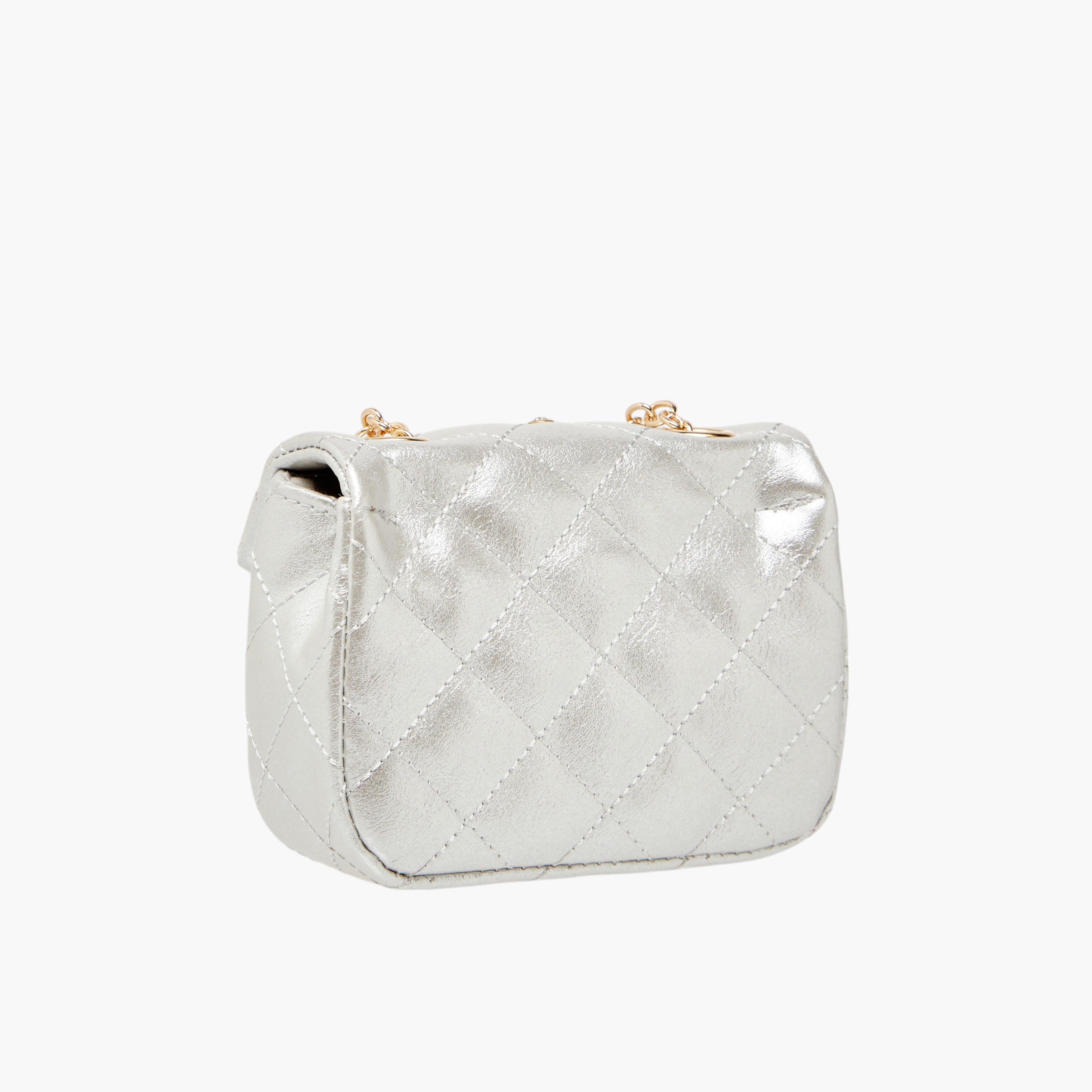 Little Missy Embellished Crossbody Bag with Chain Strap and Button Closure-girls-accessories-bags-image-3