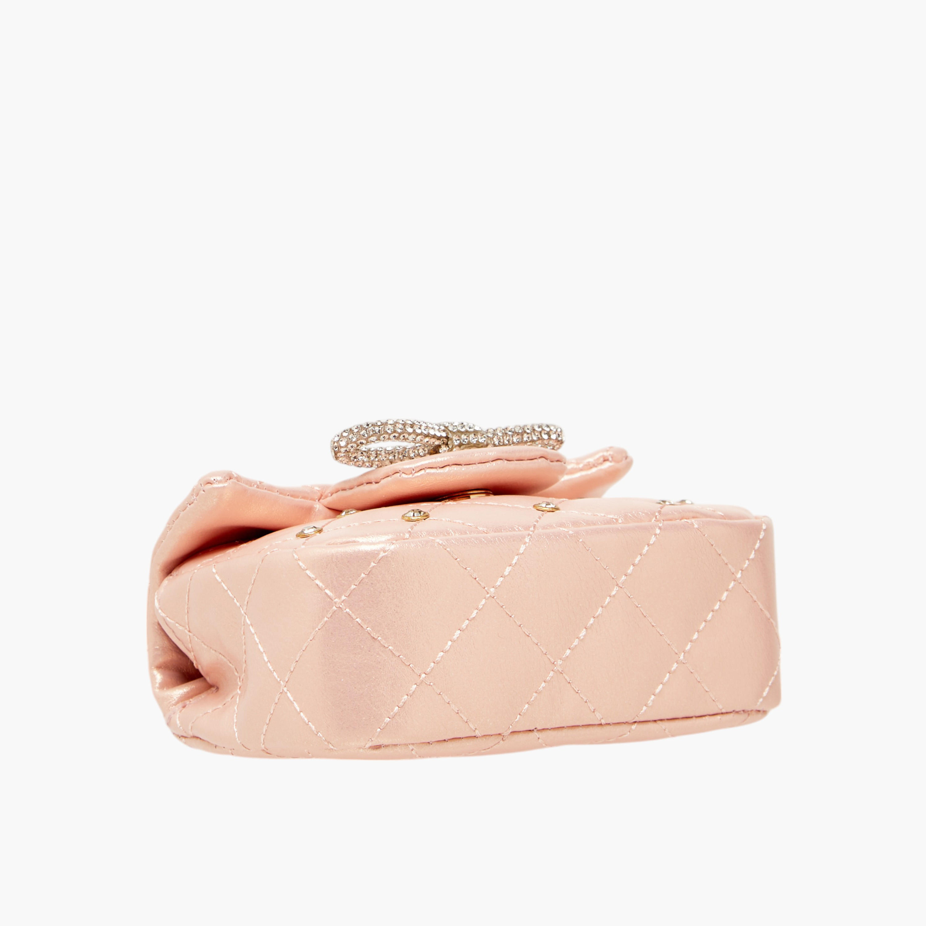 Little Missy Embellished Crossbody Bag with Chain Strap and Button Closure-girls-accessories-bags-image-5