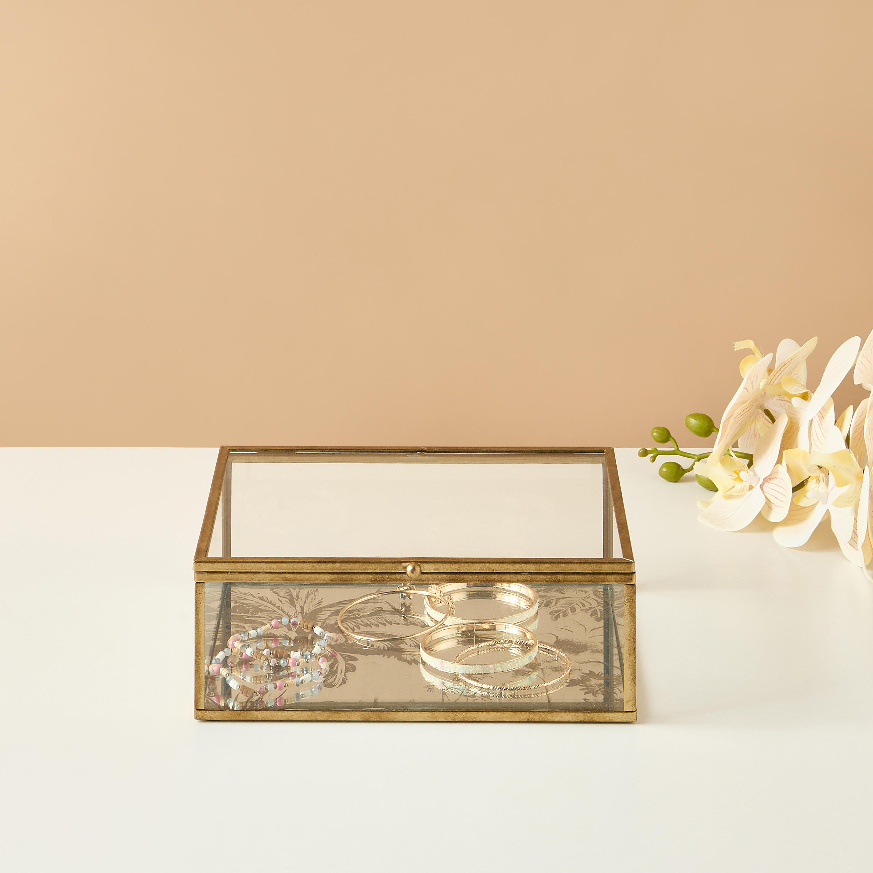 Palm Decorative Glass Box-household-decor-decorativeobjectsandsculptures-image-1