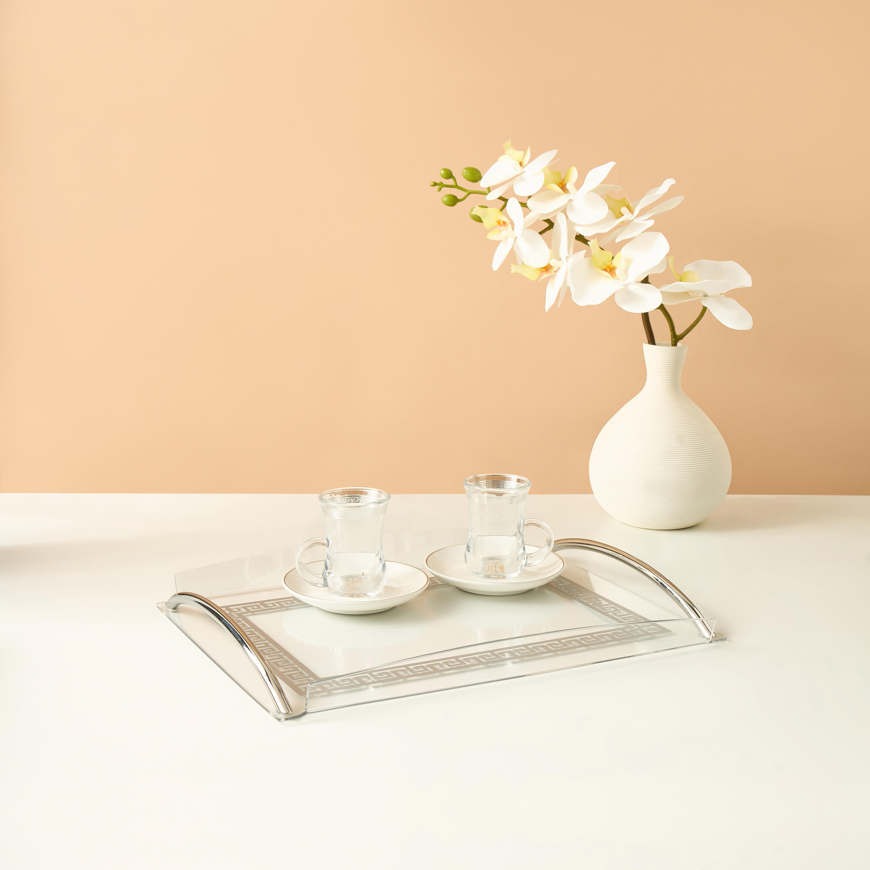 Gia Como Acrylic Tray With Metal Handle-household-decor-boxesandtrays-image-1