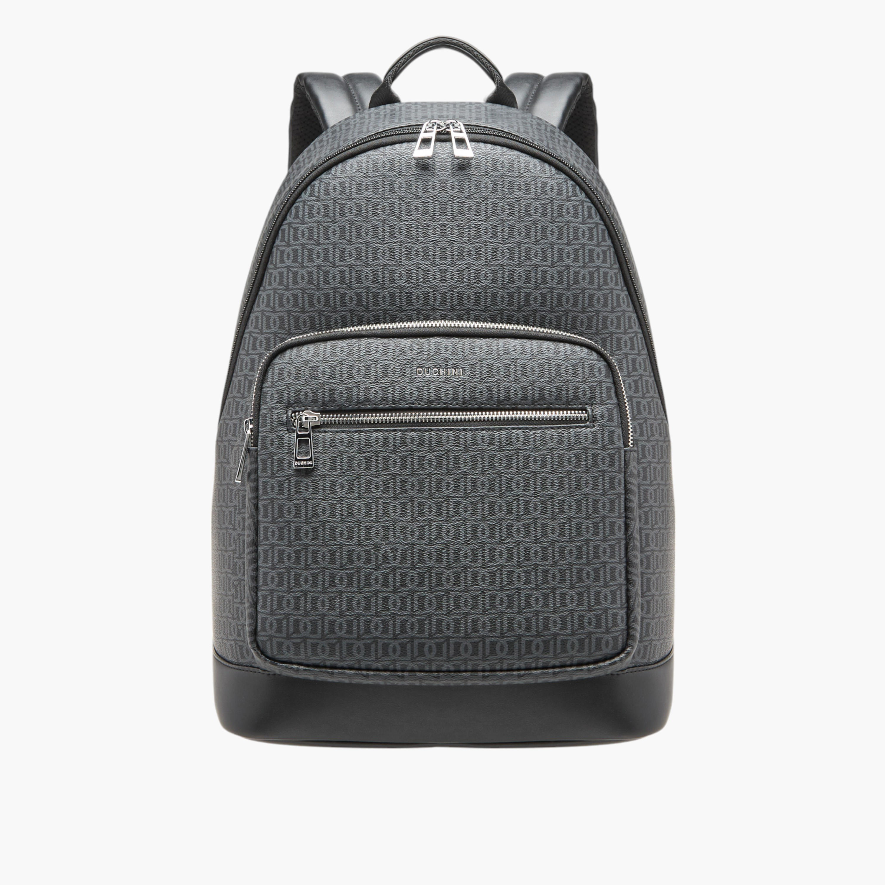 Duchini Monogram Print Backpack with Zip Closure and Laptop Compartment - 31x43x17 cm-men-bags-image-1