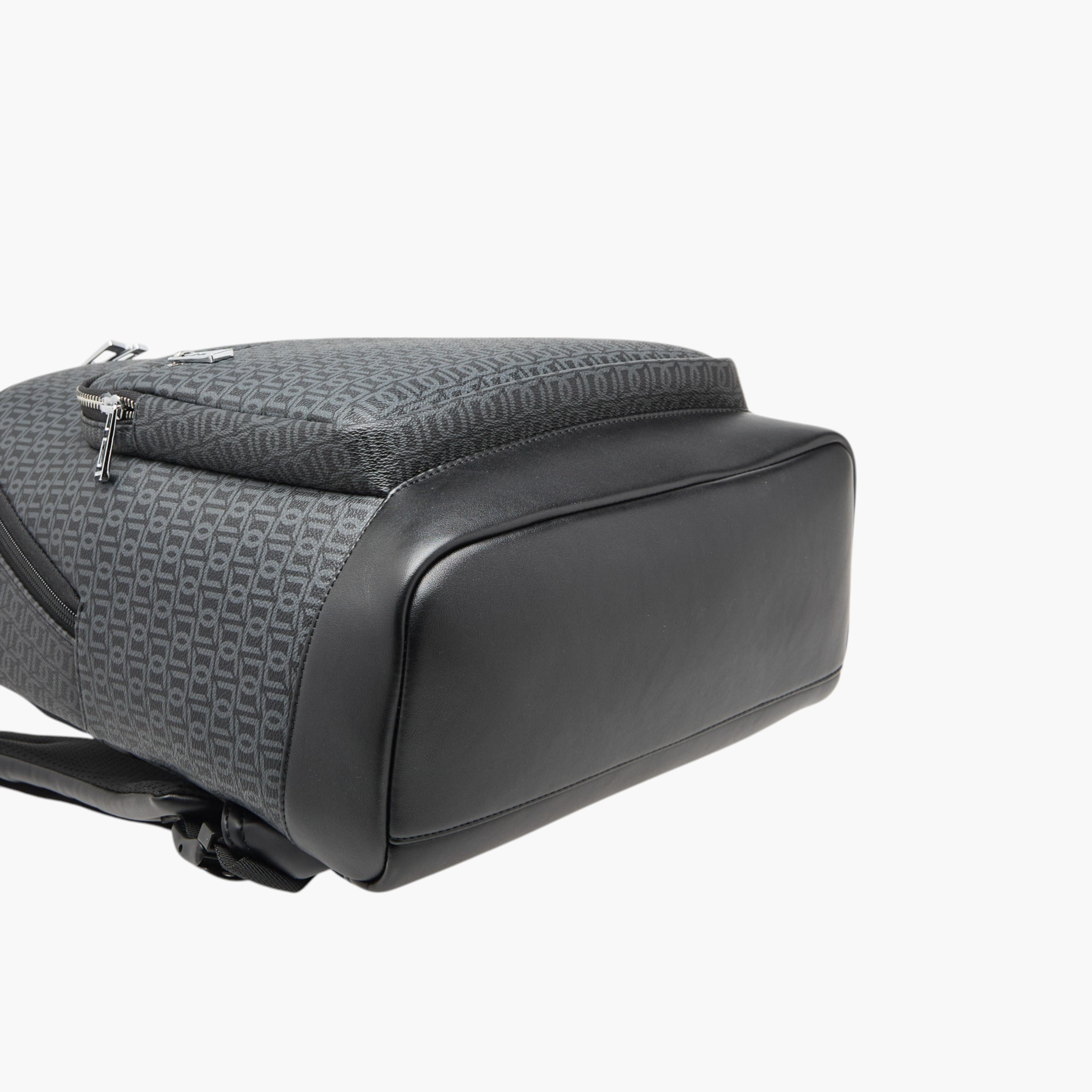 Duchini Monogram Print Backpack with Zip Closure and Laptop Compartment - 31x43x17 cm-men-bags-image-6