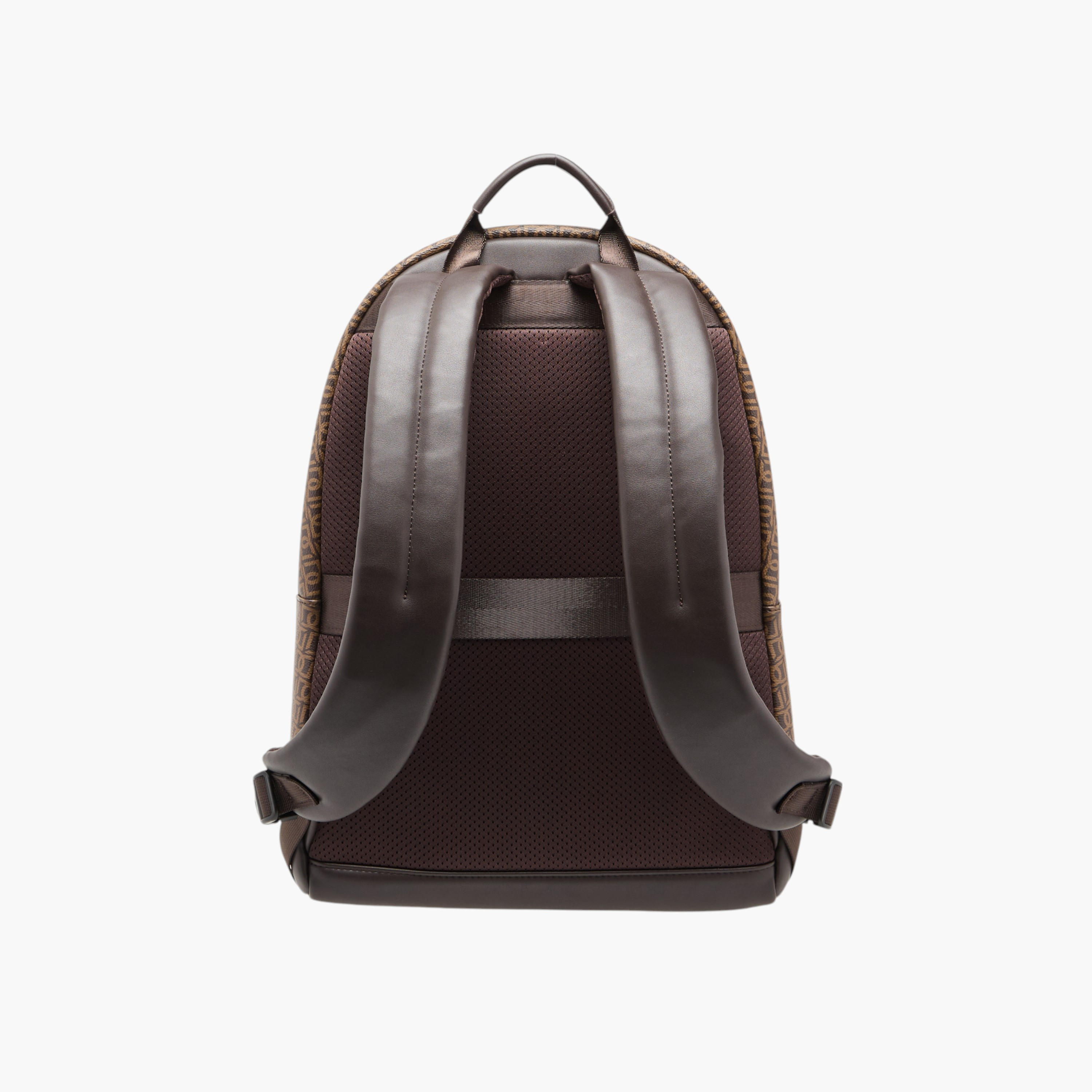 Duchini Monogram Print Backpack with Zip Closure and Laptop Compartment - 31x43x17 cm-men-bags-image-3