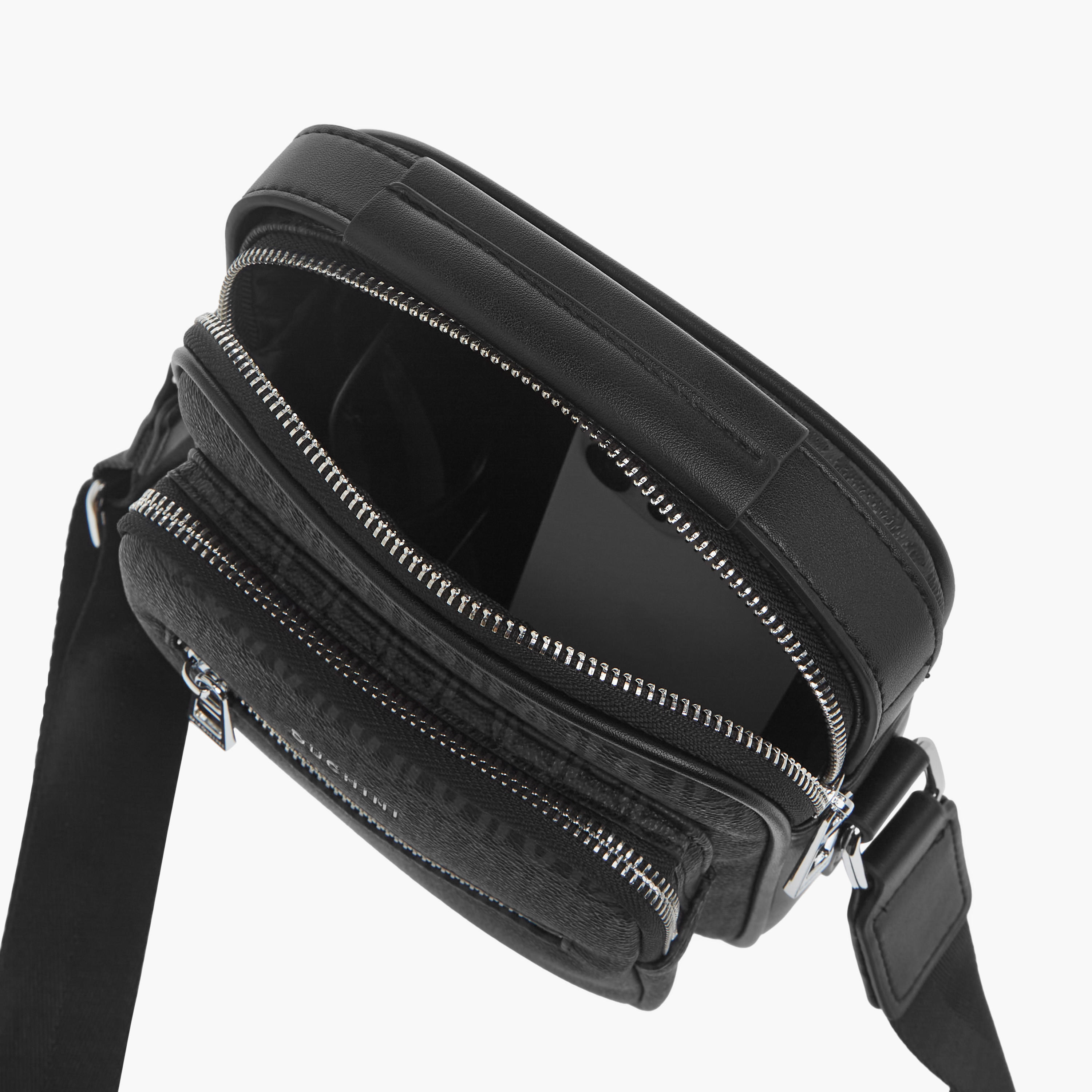 Duchini Monogram Print Crossbody Bag with Zip Closure and Adjustable Strap-men-bags-image-8