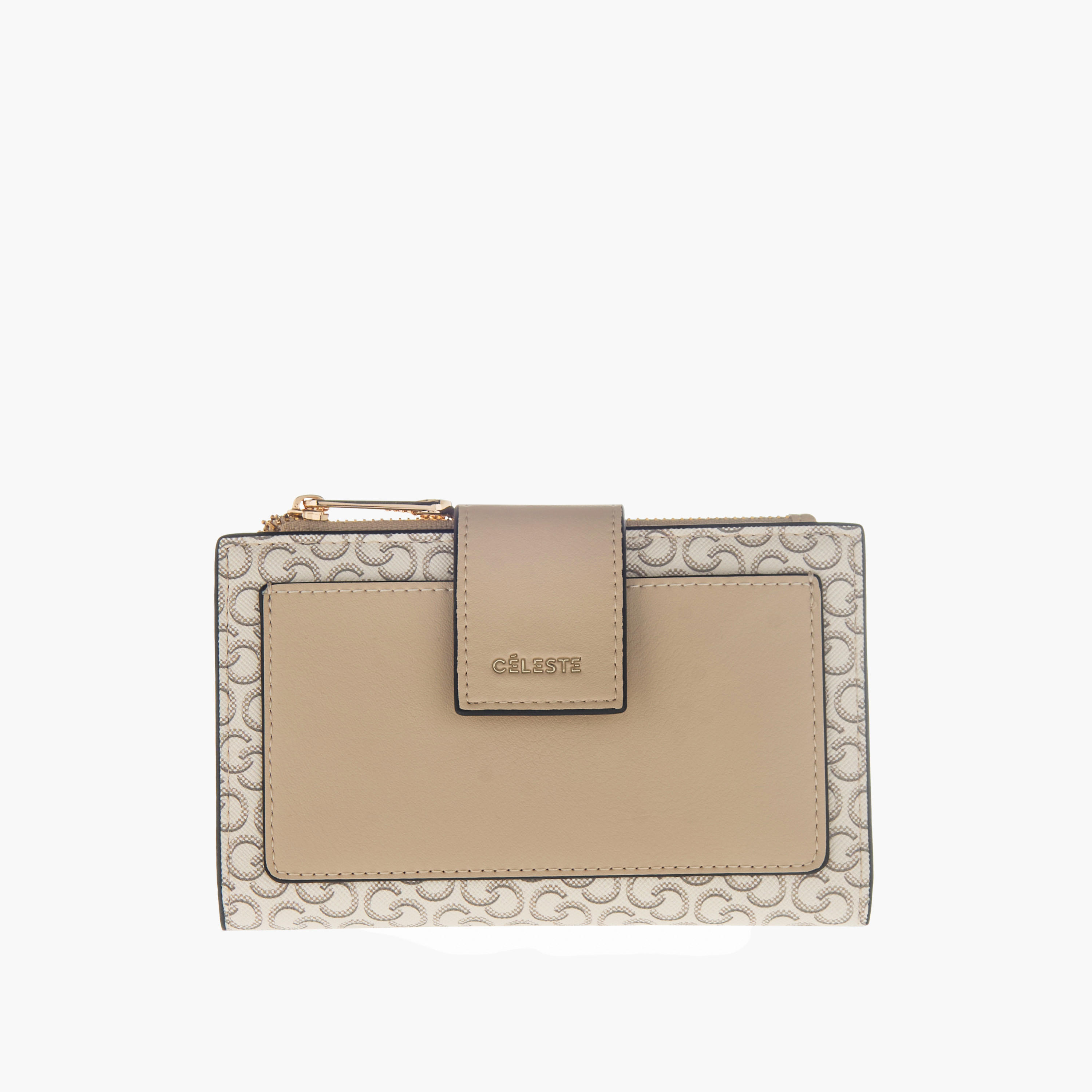 محفظة بطية ثنائية وطبعات مونوجرام وطية إغلاق من سيليست-women-bagsandwallets-wallets-image-1