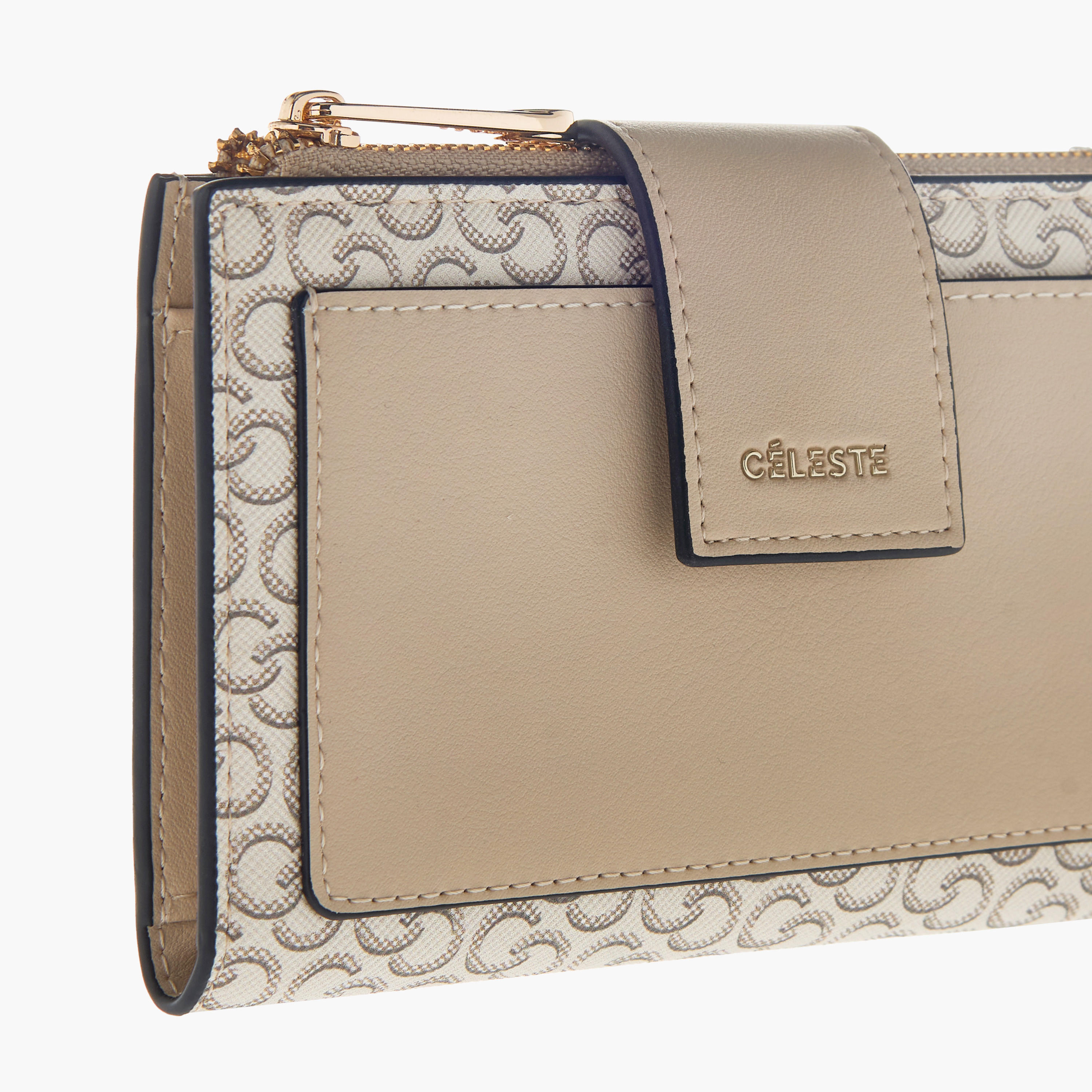 Celeste Monogram Print Bi-Fold Wallet with Flap Closure-women-bagsandwallets-wallets-image-3