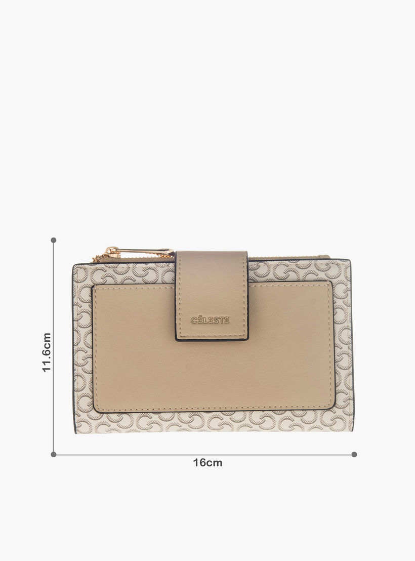 محفظة بطية ثنائية وطبعات مونوجرام وطية إغلاق من سيليست-women-bagsandwallets-wallets-image-6