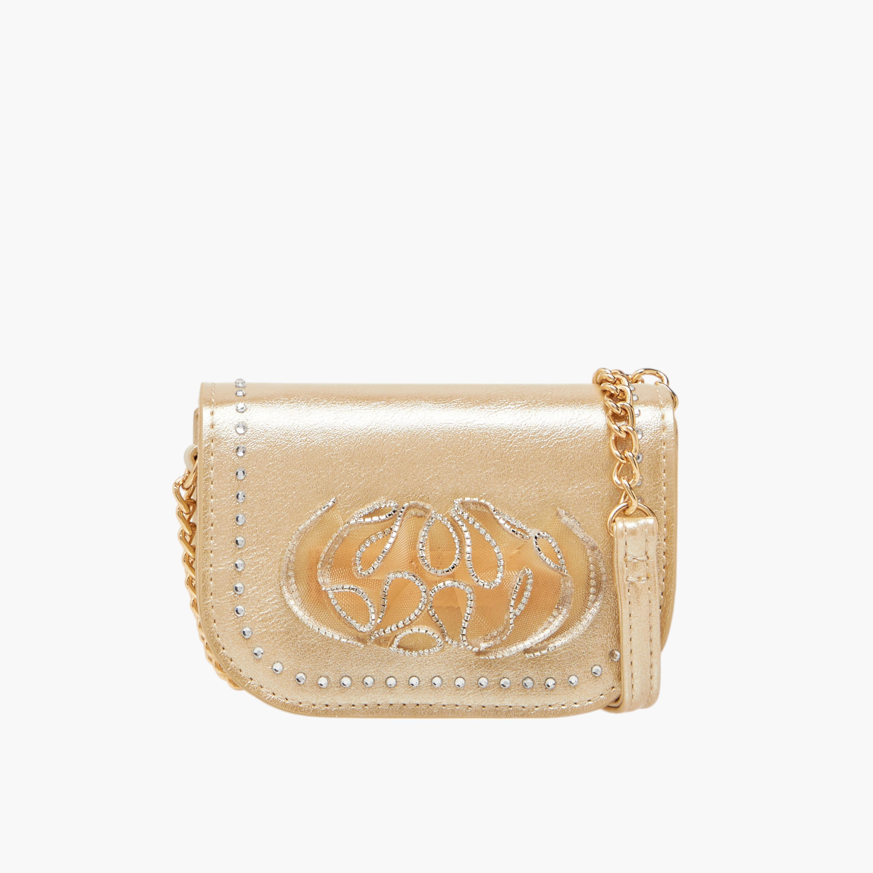 Celeste Embellished Crossbody Bag with Chain Strap and Button Closure-girls-accessories-bags-image-1