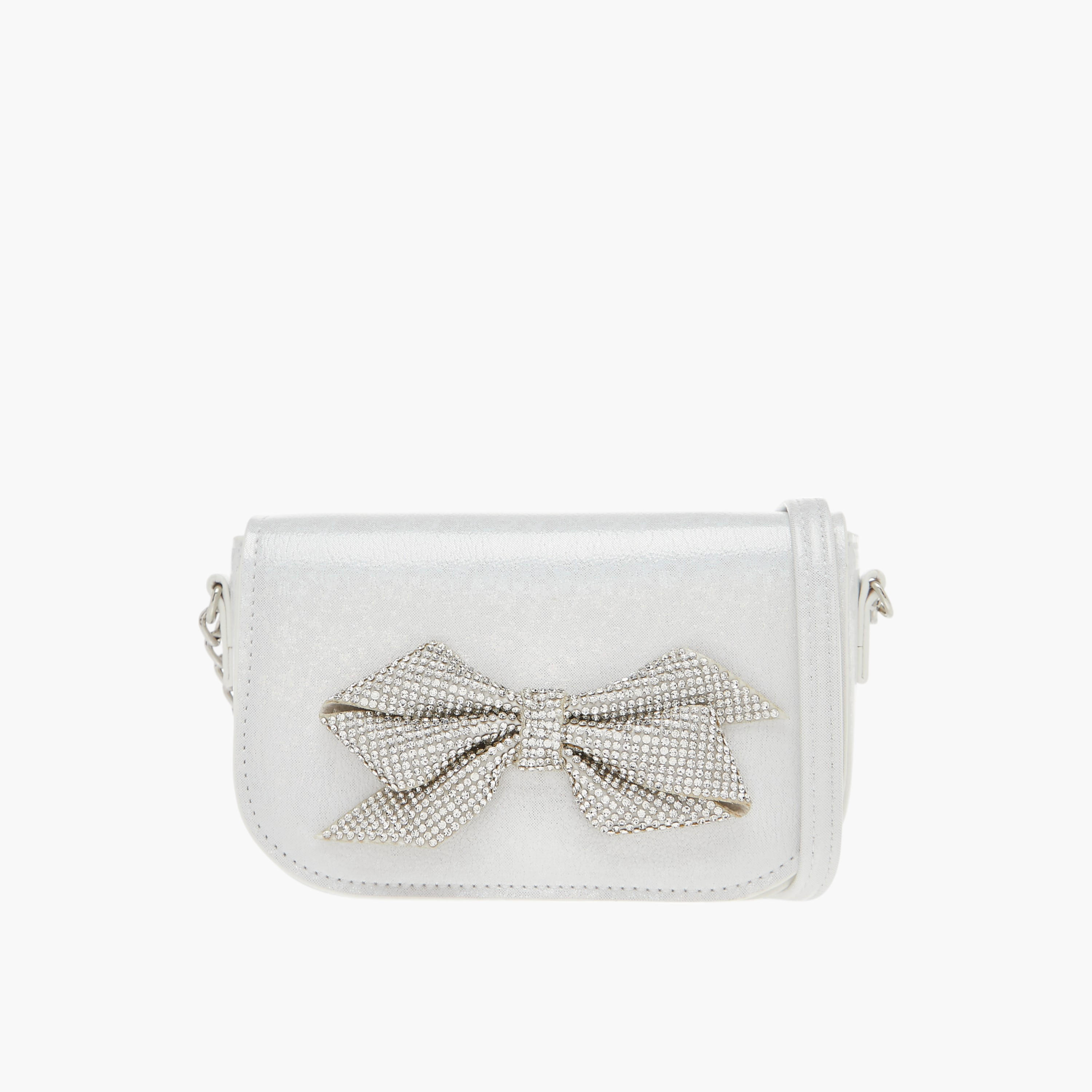 شنطة كروس بودي بزينة فيونكة وحزام سلسلة وطية إغلاق من سيليست-girls-accessories-bags-image-1
