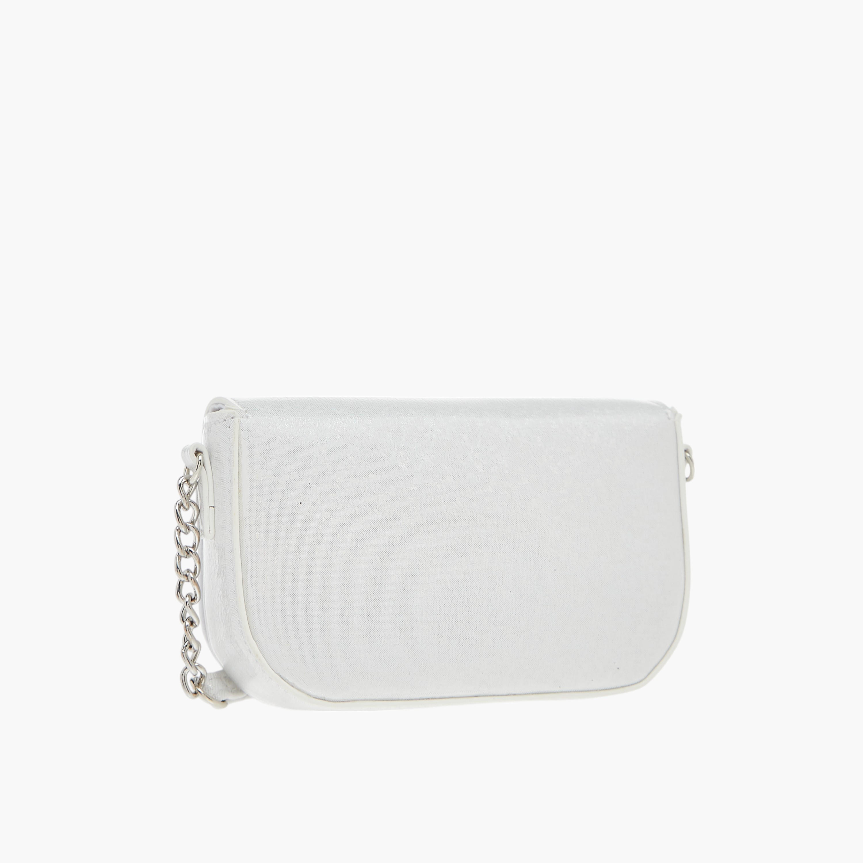شنطة كروس بودي بزينة فيونكة وحزام سلسلة وطية إغلاق من سيليست-girls-accessories-bags-image-3