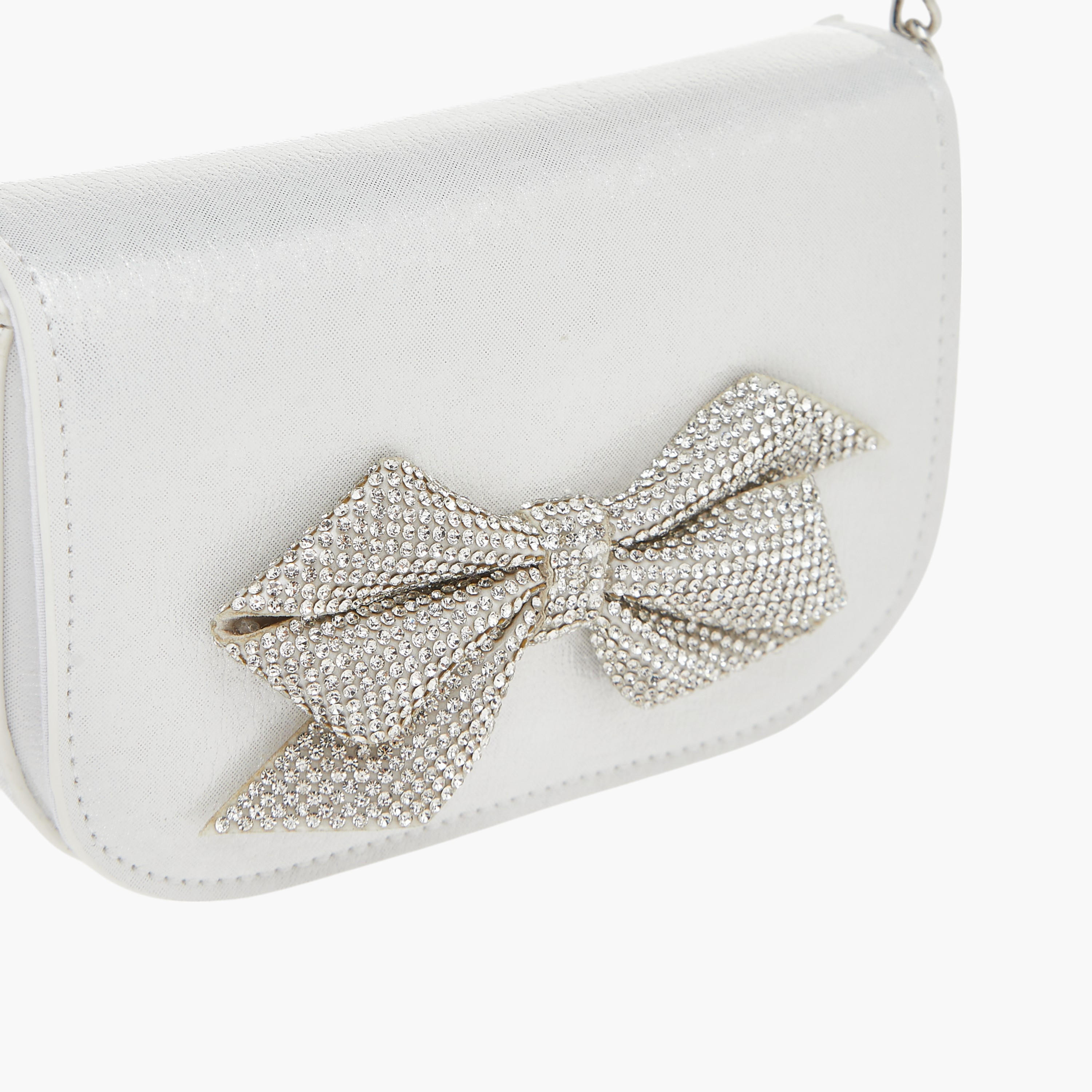 شنطة كروس بودي بزينة فيونكة وحزام سلسلة وطية إغلاق من سيليست-girls-accessories-bags-image-4