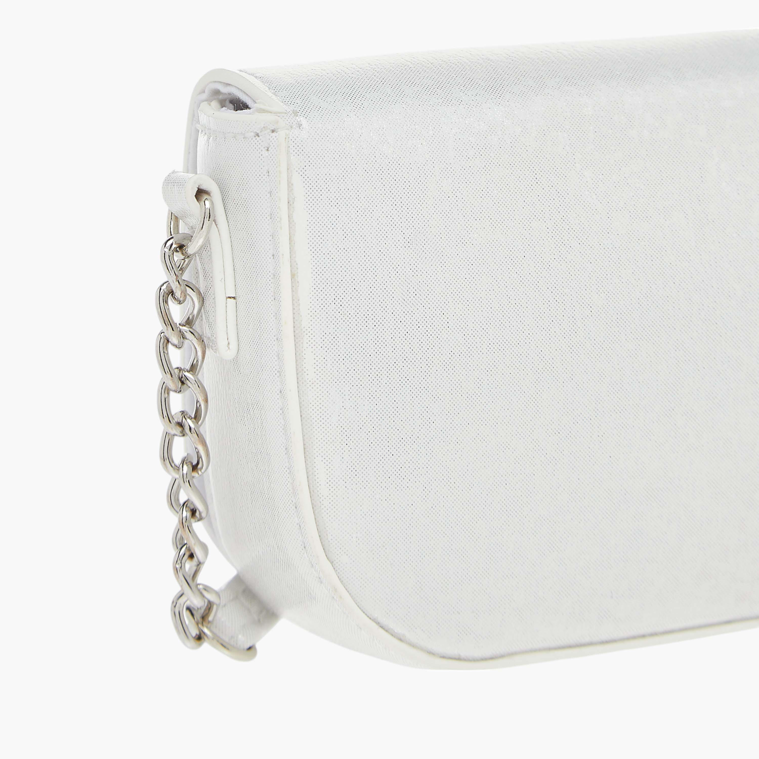 شنطة كروس بودي بزينة فيونكة وحزام سلسلة وطية إغلاق من سيليست-girls-accessories-bags-image-5