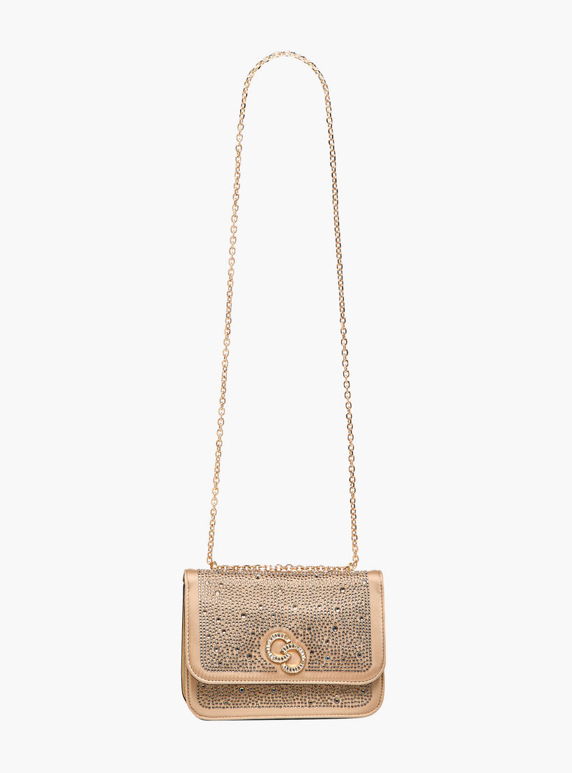 Celeste Rhinestone Embellished Crossbody Bag with Chain Strap-women-bagsandwallets-handbags-image-2