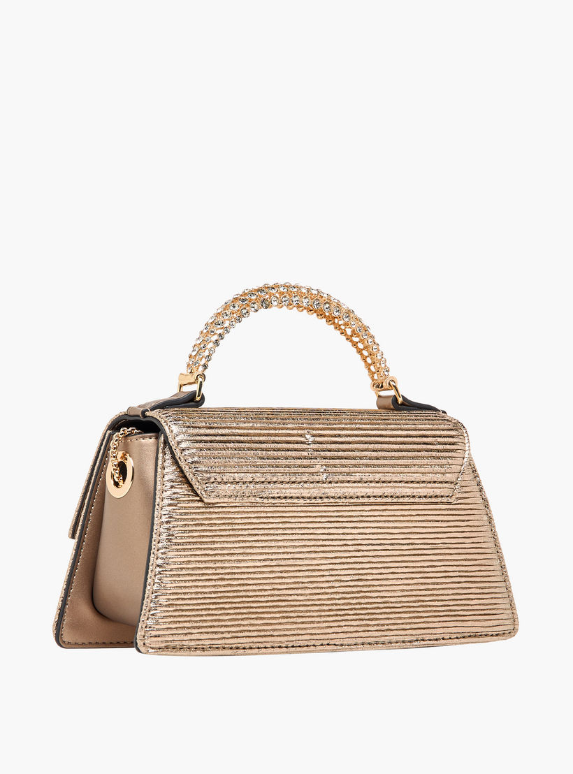 شنطة ساتشيل بمقبض علوي وحزام سلسلة مزين بزهرة من سيليست-women-bagsandwallets-handbags-image-3