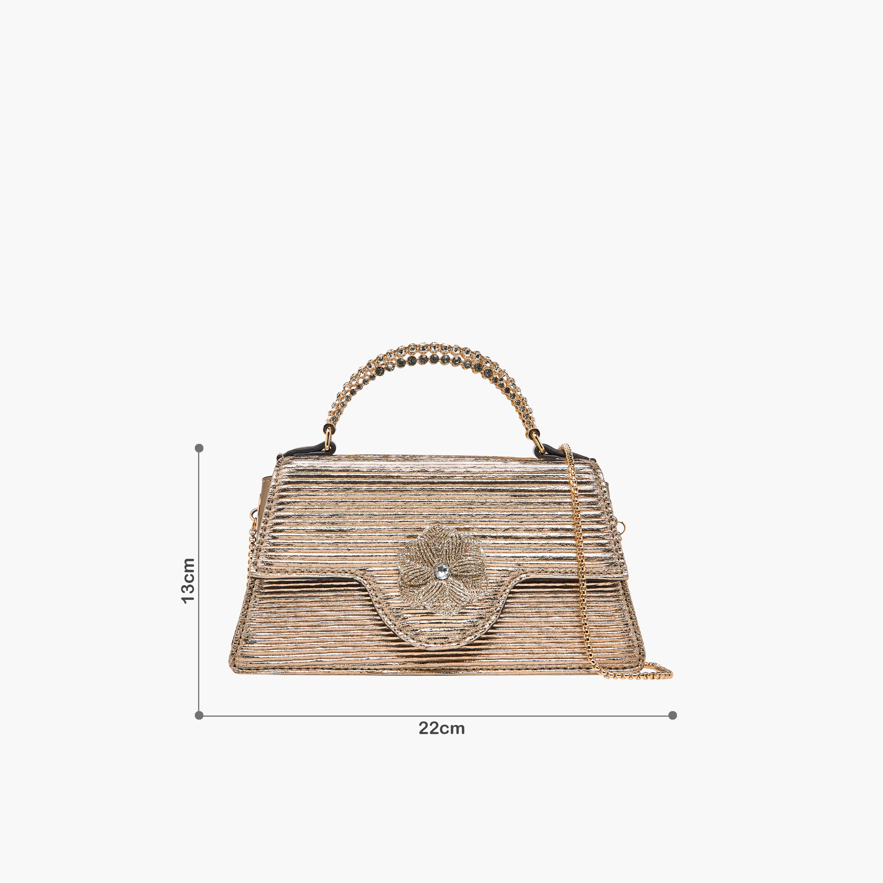 شنطة ساتشيل بمقبض علوي وحزام سلسلة مزين بزهرة من سيليست-women-bagsandwallets-handbags-image-8