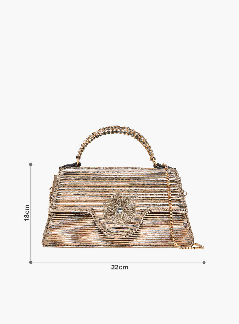 شنطة ساتشيل بمقبض علوي وحزام سلسلة مزين بزهرة من سيليست-women-bagsandwallets-handbags-image-8