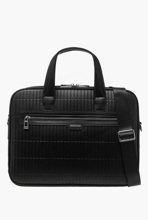 Duchini Panelled Laptop Bag with Handles and Detachable Strap-men-image-1