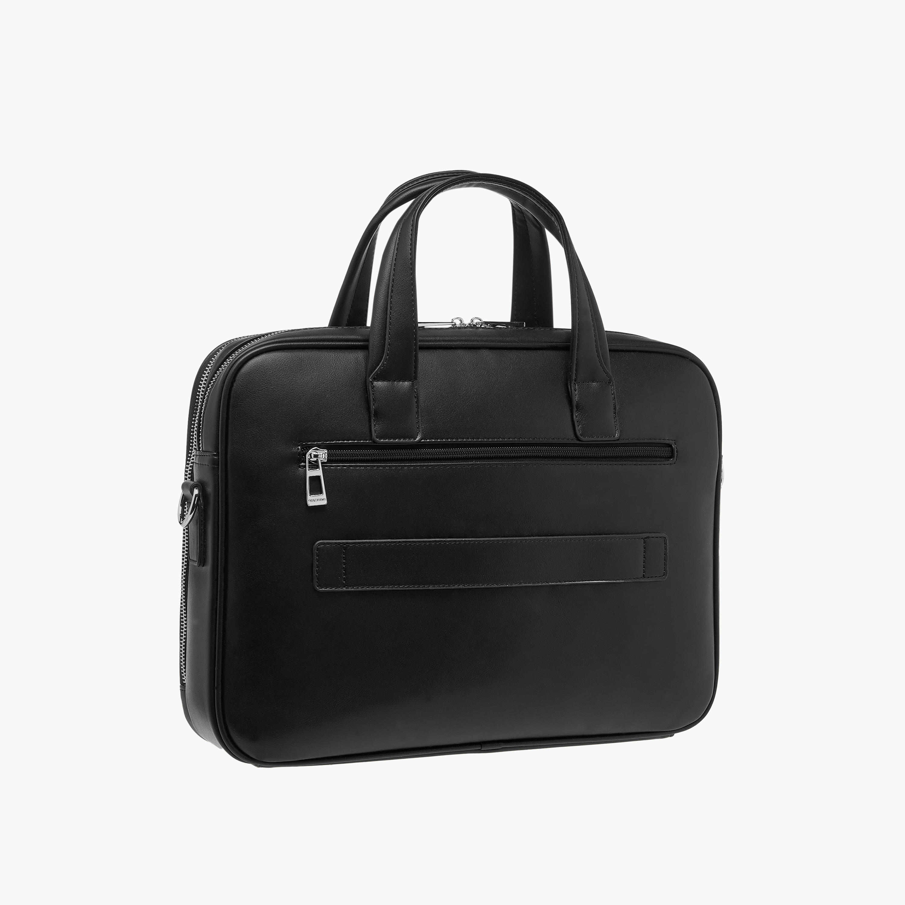 Duchini Panelled Laptop Bag with Handles and Detachable Strap-men-bags-image-3