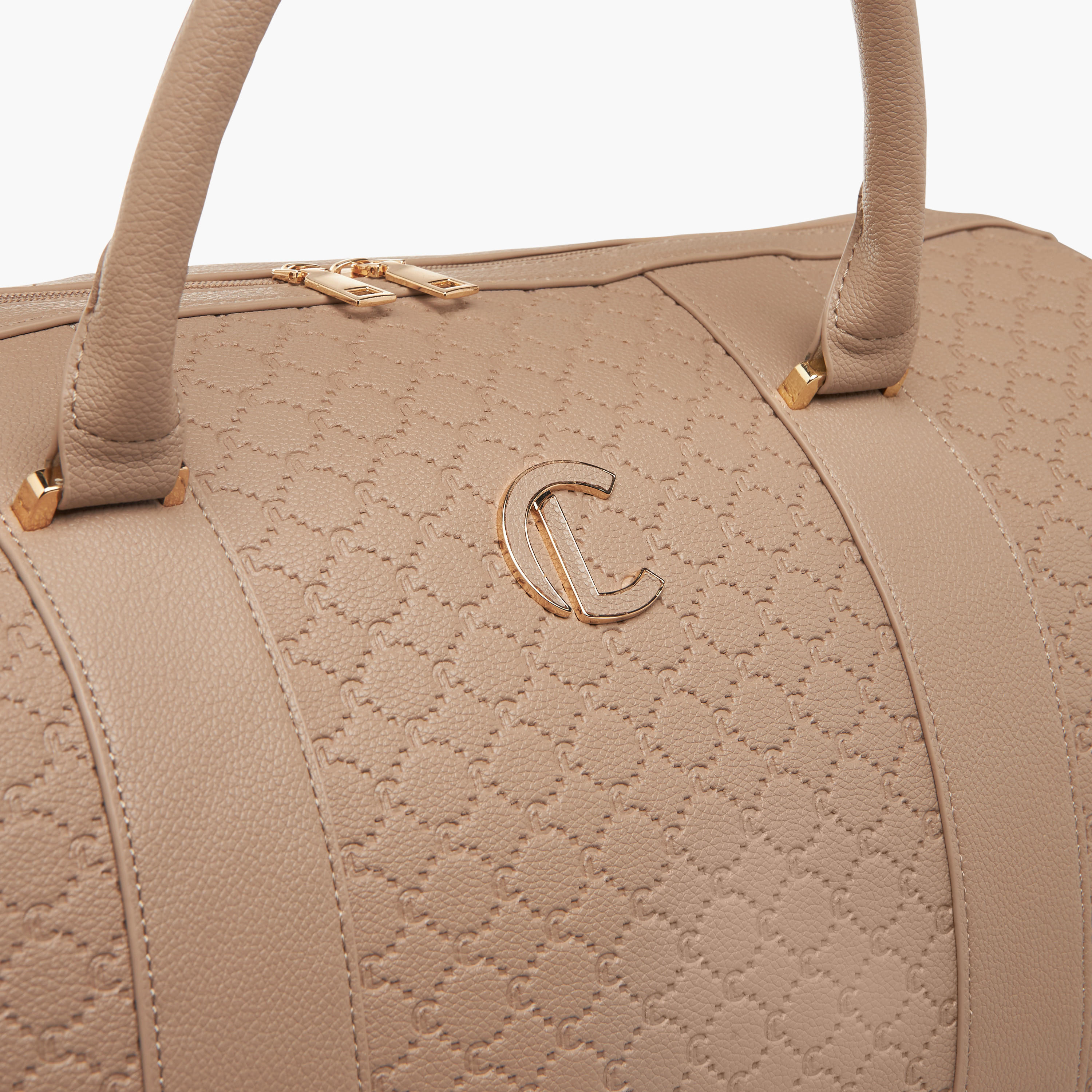 Le Confort Monogram Textured Duffel Bag with Zip Closure with Double Handle-travel-luggagesandbags-dufflebags-image-4
