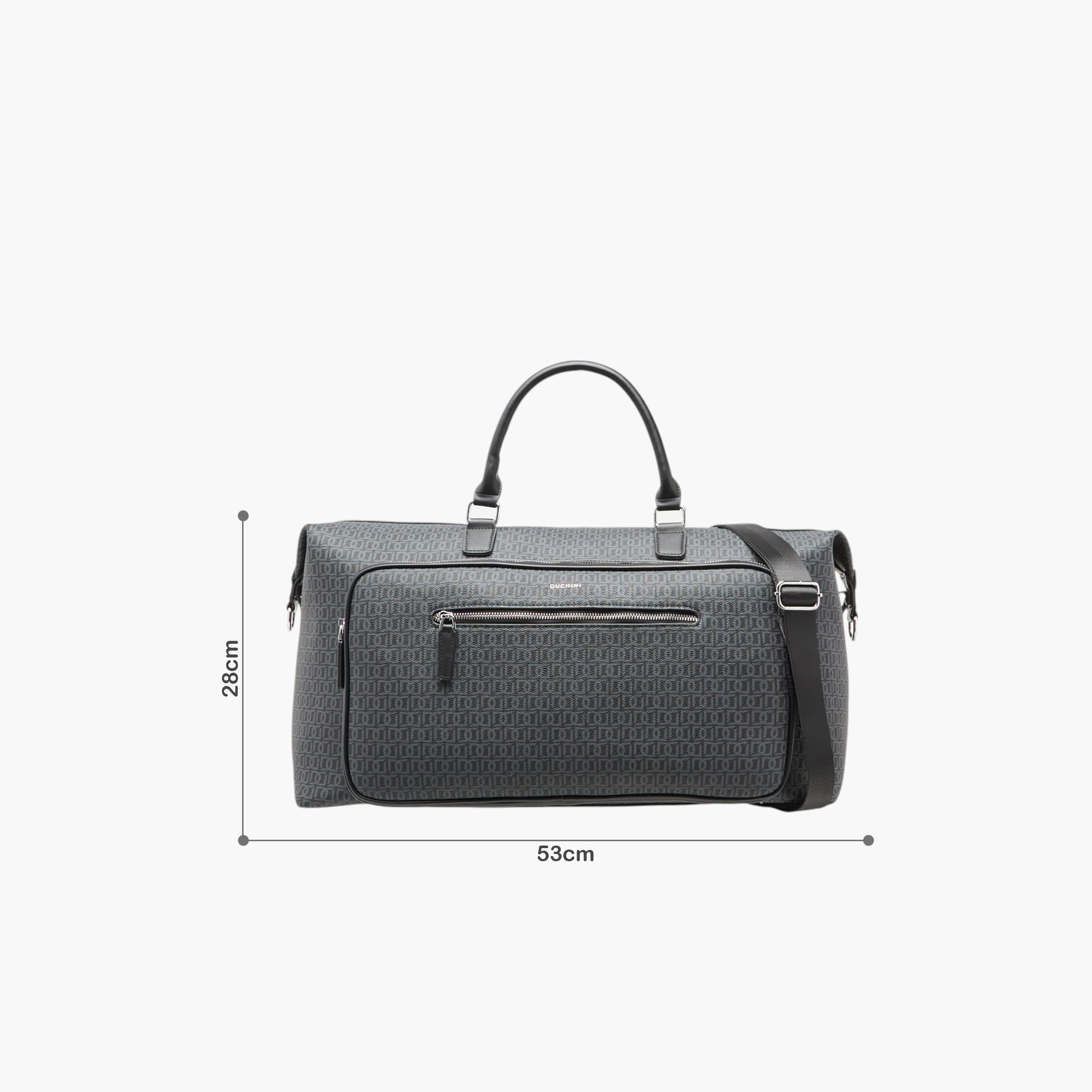 Duchini Monogram Print Duffel Bag with Zip Closure and Double Handle-travel-luggagesandbags-dufflebags-image-2