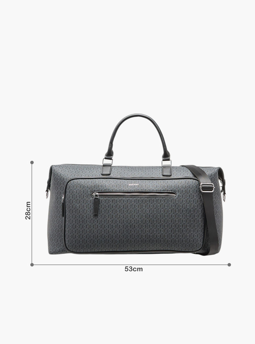 Duchini Monogram Print Duffel Bag with Zip Closure and Double Handle-travel-luggagesandbags-dufflebags-image-2