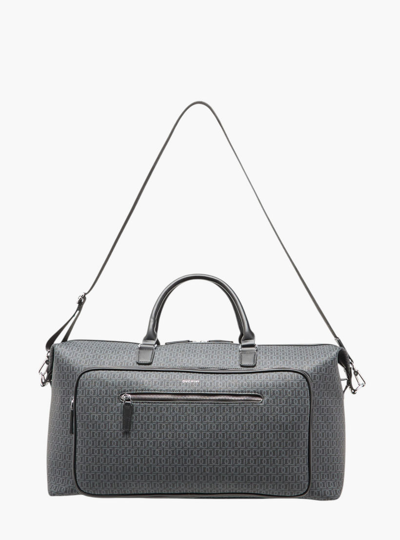 Duchini Monogram Print Duffel Bag with Zip Closure and Double Handle-travel-luggagesandbags-dufflebags-image-3
