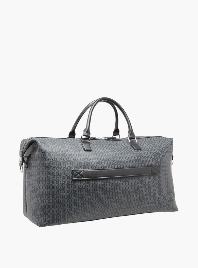 Duchini Monogram Print Duffel Bag with Zip Closure and Double Handle-travel-luggagesandbags-dufflebags-image-4
