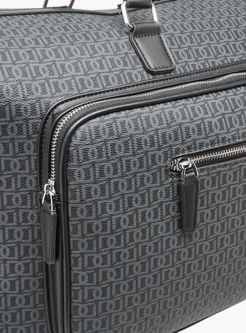 Duchini Monogram Print Duffel Bag with Zip Closure and Double Handle-travel-luggagesandbags-dufflebags-image-5