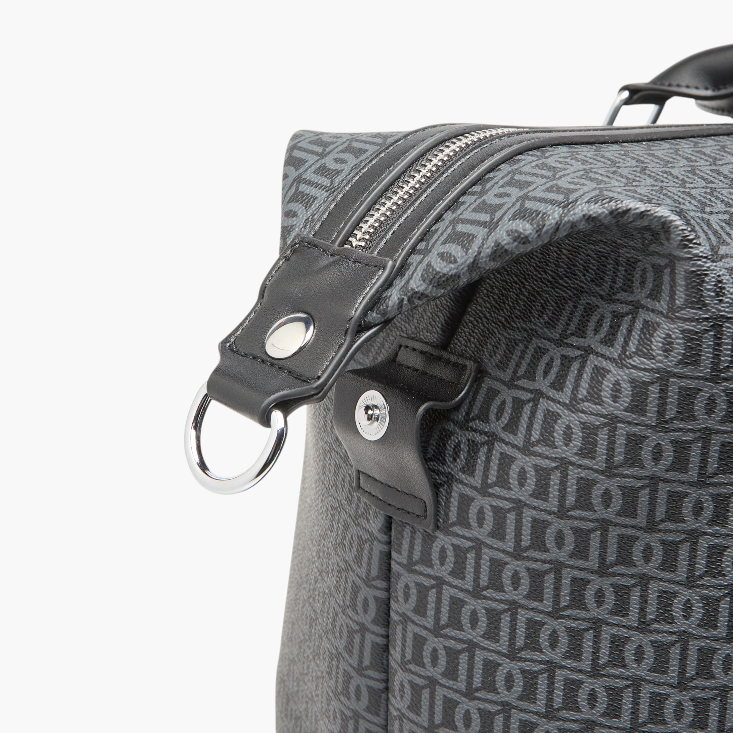 Duchini Monogram Print Duffel Bag with Zip Closure and Double Handle-travel-luggagesandbags-dufflebags-image-7
