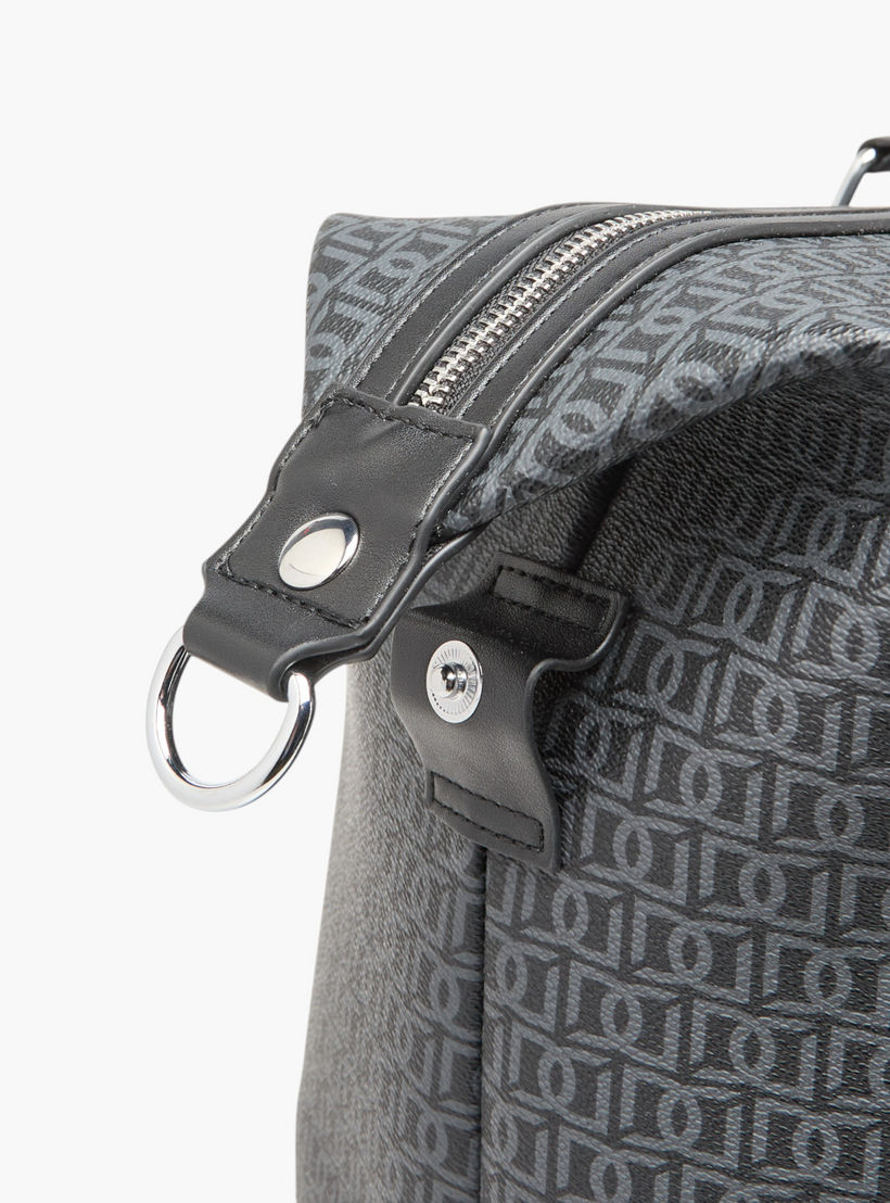 Duchini Monogram Print Duffel Bag with Zip Closure and Double Handle-travel-luggagesandbags-dufflebags-image-7