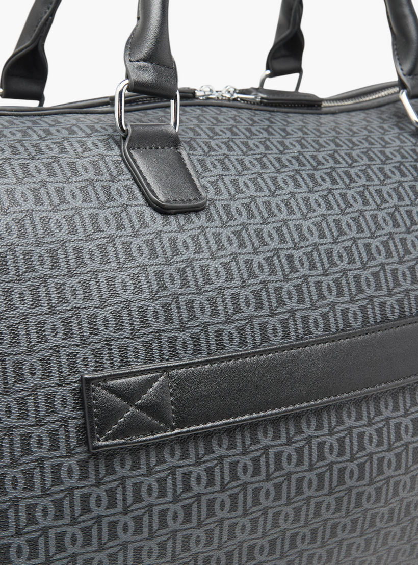 Duchini Monogram Print Duffel Bag with Zip Closure and Double Handle-travel-luggagesandbags-dufflebags-image-8