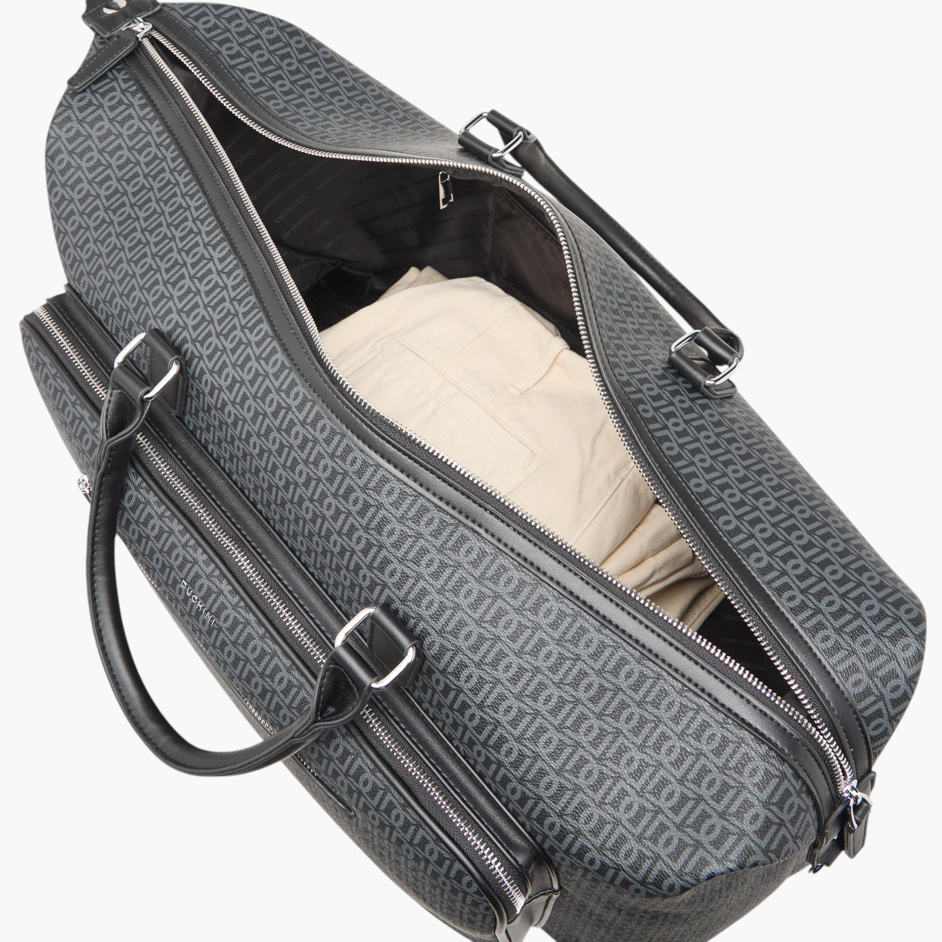 Duchini Monogram Print Duffel Bag with Zip Closure and Double Handle-travel-luggagesandbags-dufflebags-image-10