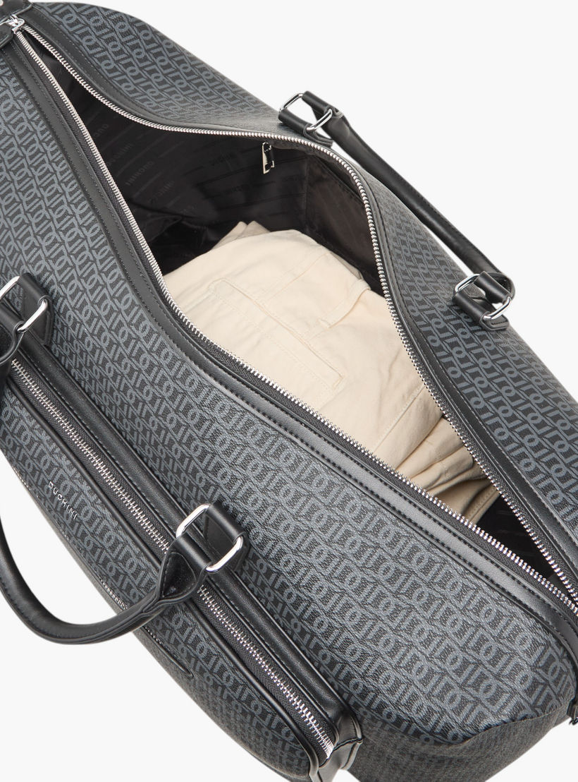 Duchini Monogram Print Duffel Bag with Zip Closure and Double Handle-travel-luggagesandbags-dufflebags-image-10