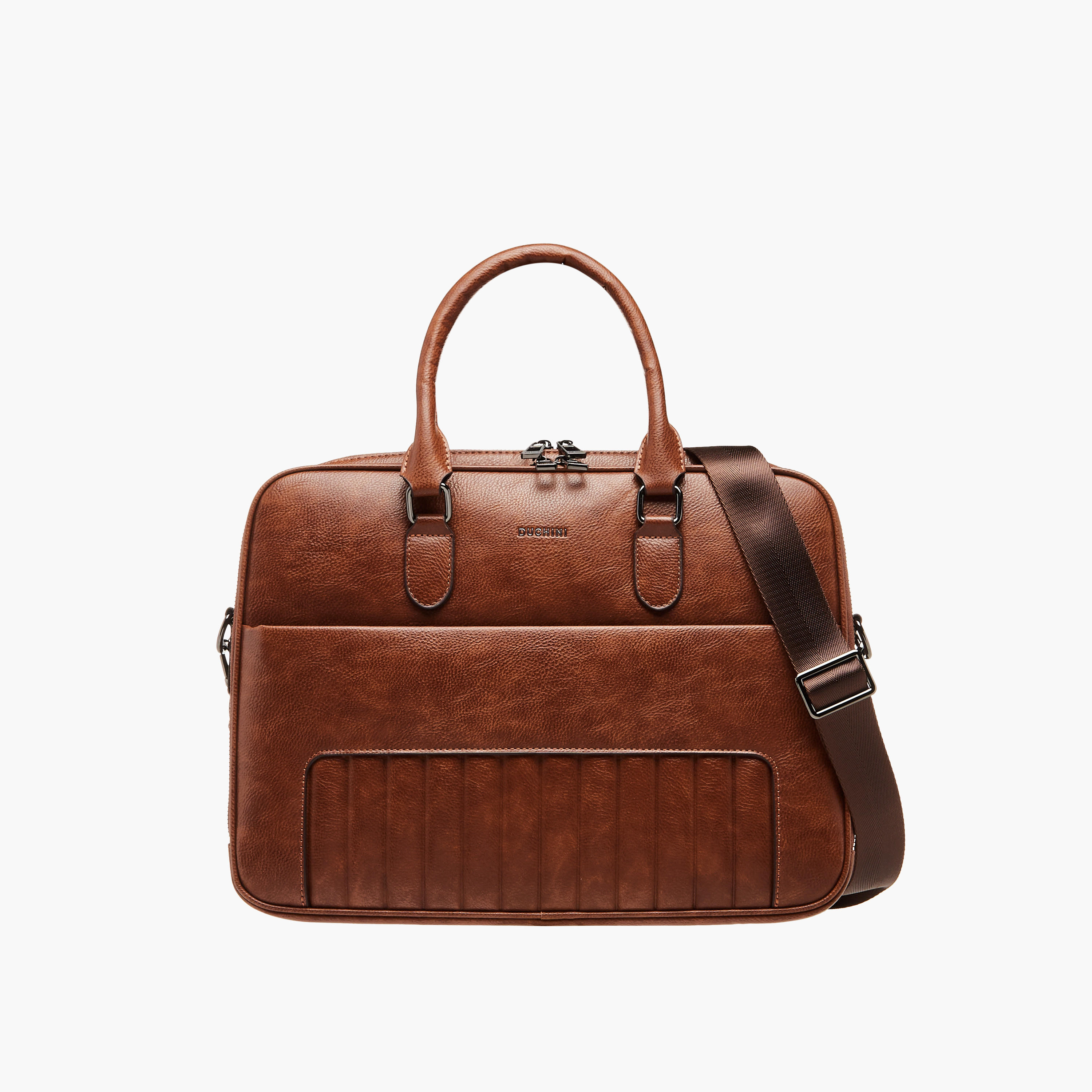 شنطة لابتوب بارزة الملمس مع مقابض مزدوجة وسحاب للإغلاق من دوتشيني-men-bags-image-1