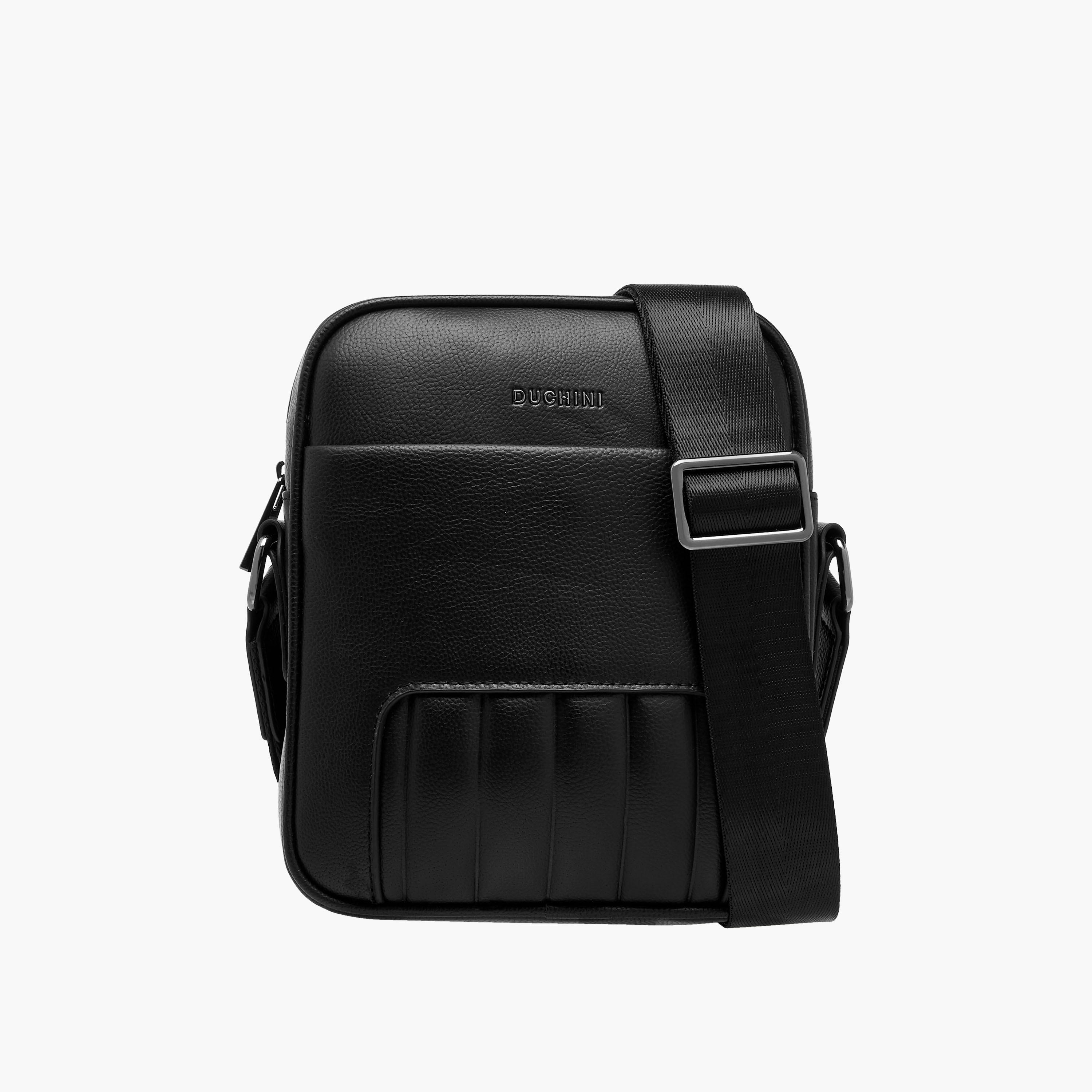 Duchini Textured Crossbody Bag with Adjustable Strap and Zip Closure-men-bags-image-1