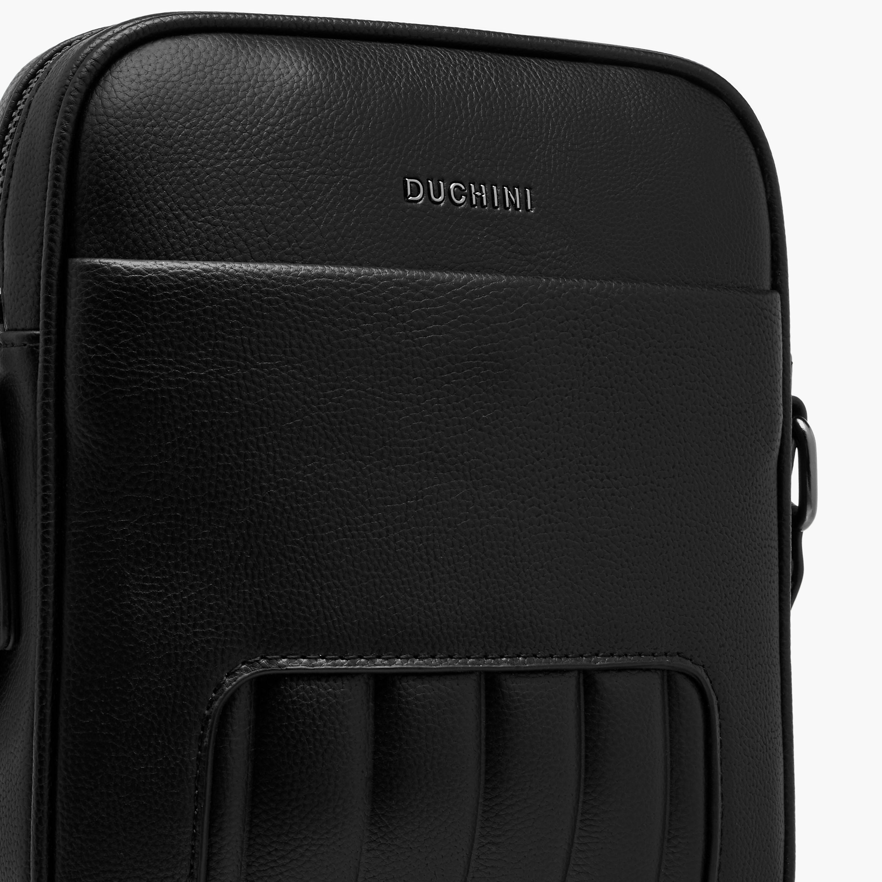 Duchini Textured Crossbody Bag with Adjustable Strap and Zip Closure-men-bags-image-4
