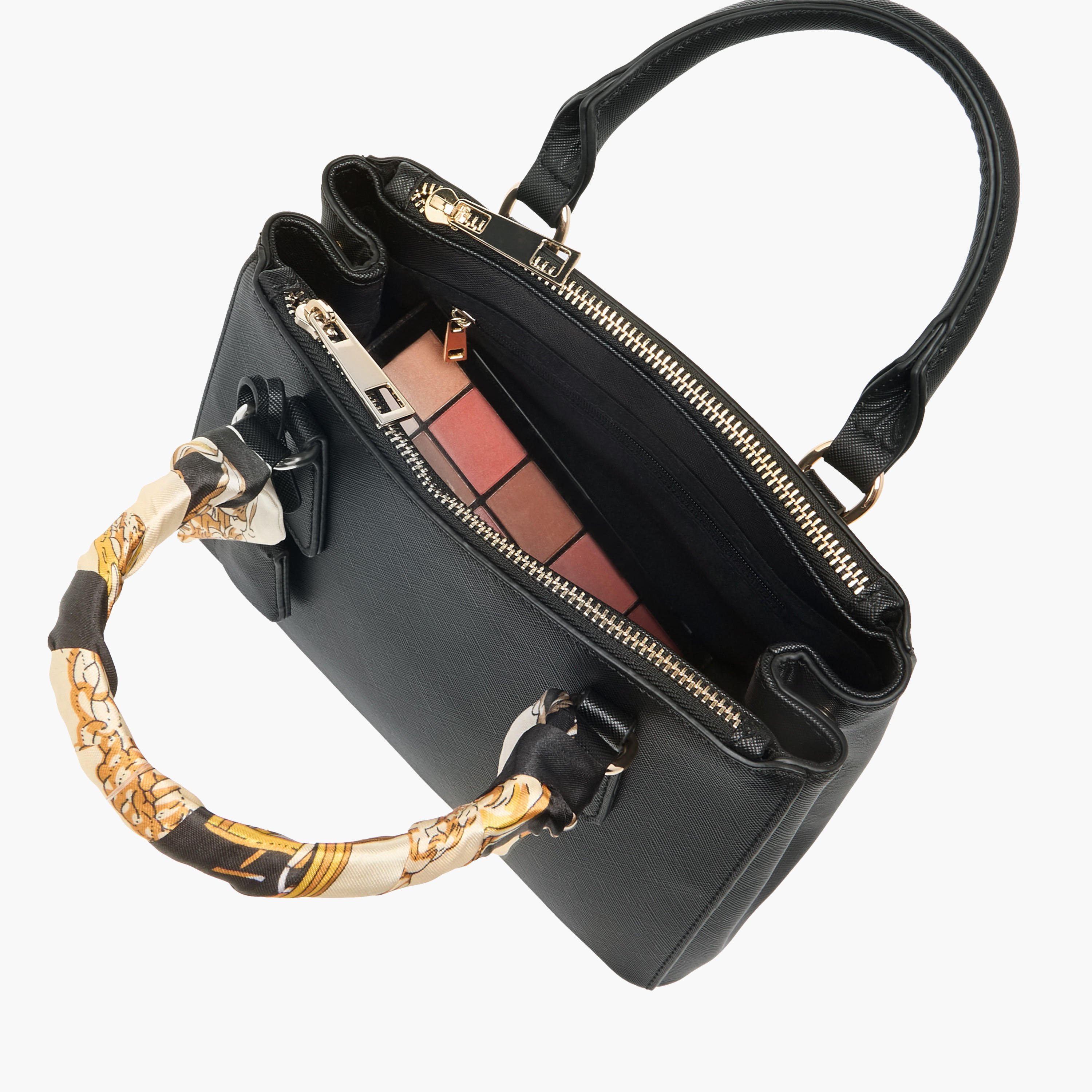 Sasha Solid Tote Bag with Detachable Strap and Scarf Detail-women-bagsandwallets-handbags-image-10