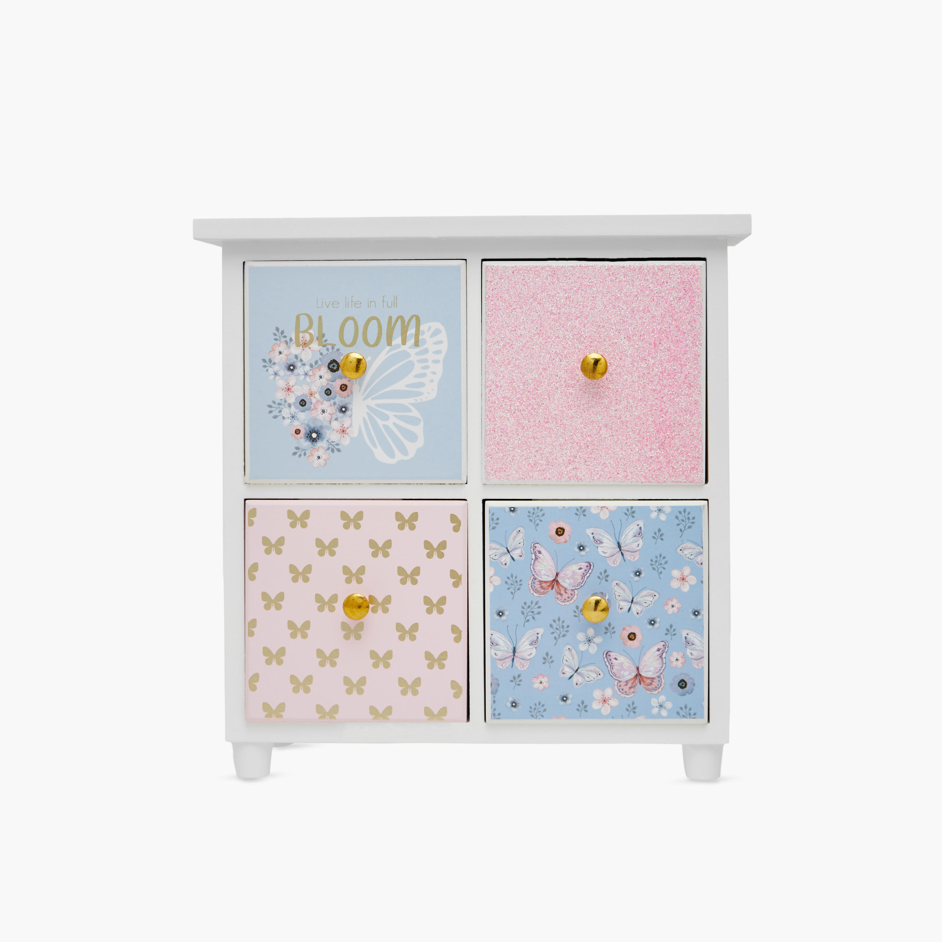 Butterfly Print 4-Drawer Jewellery Organiser - 25x11x25 cms-women-watchesandjewellery-jewellery-storage-image-1