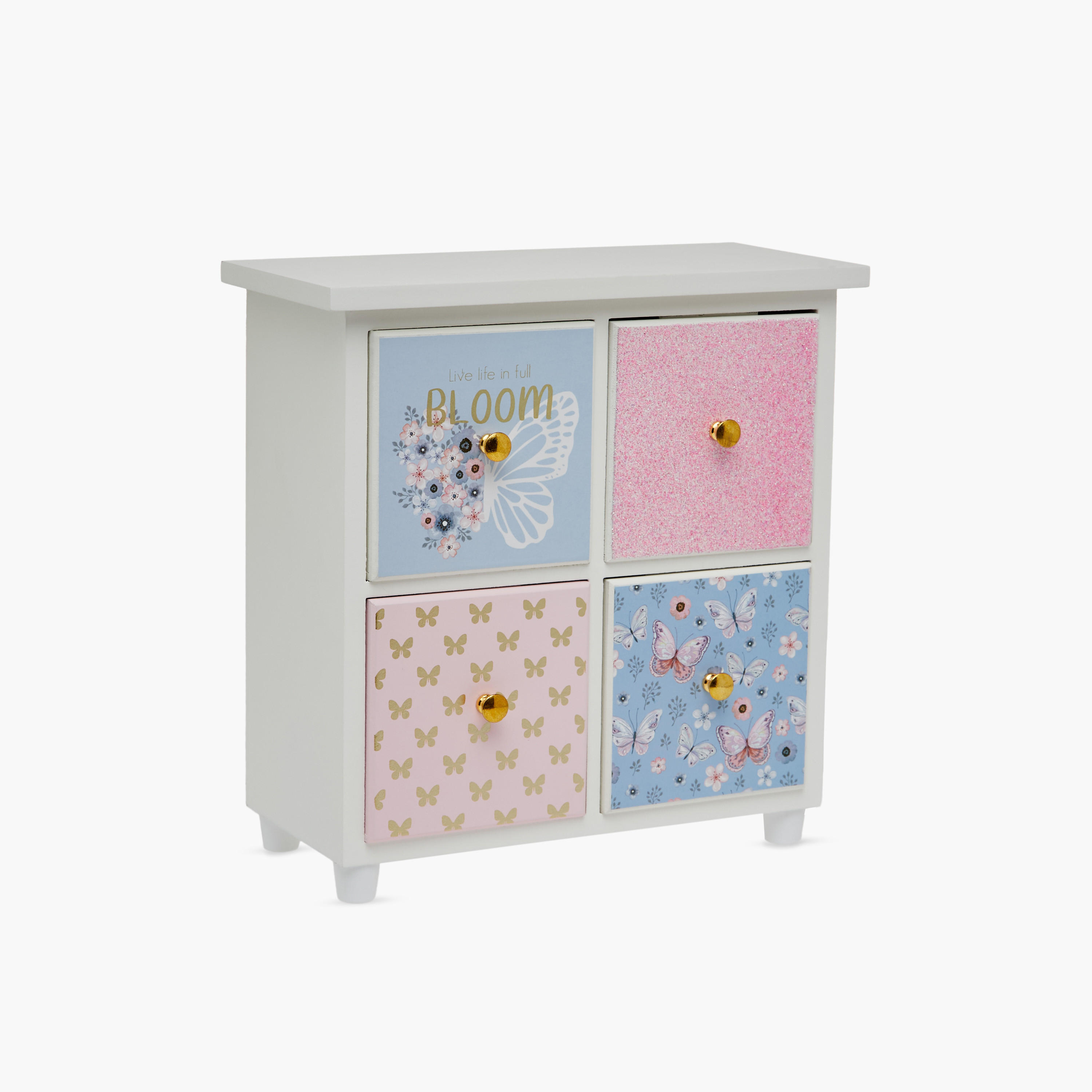 Butterfly Print 4-Drawer Jewellery Organiser - 25x11x25 cms-women-watchesandjewellery-jewellery-storage-image-2