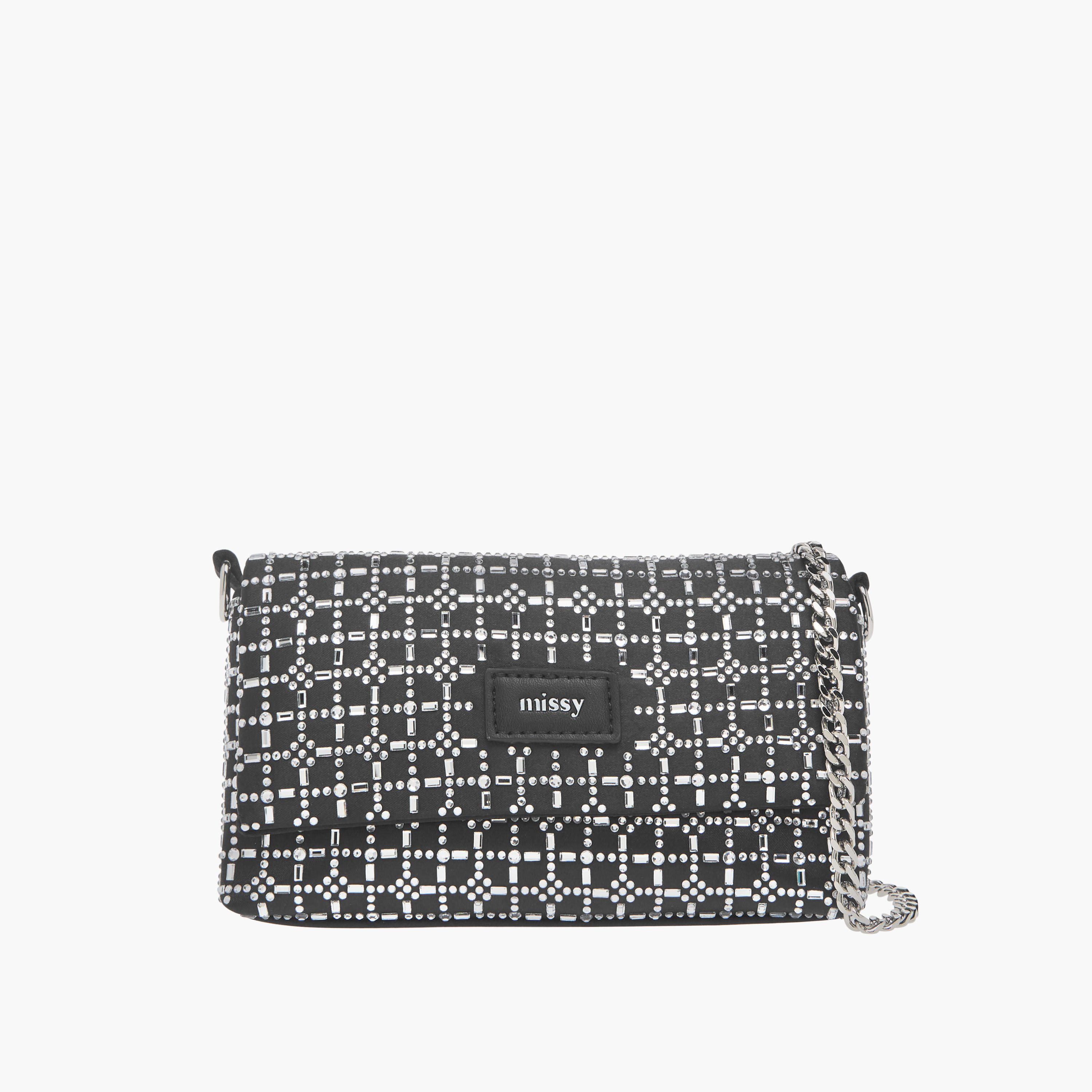 Missy Embellished Crossbody Bag with Snap Button Closure and Chain Strap-women-bagsandwallets-handbags-image-1