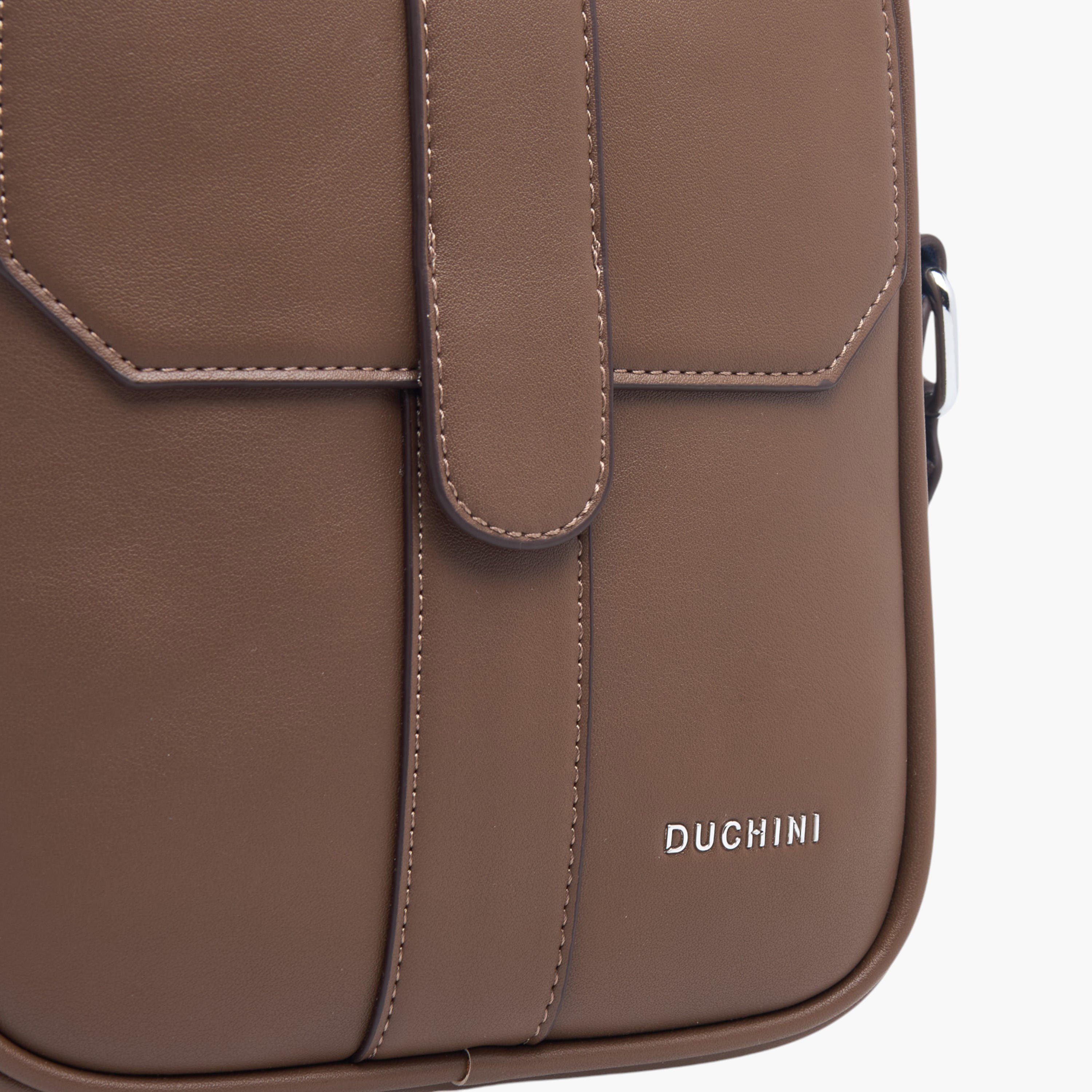 Duchini Panelled Crossbody Bag with Zip Closure and Adjustable Strap-men-bags-image-4