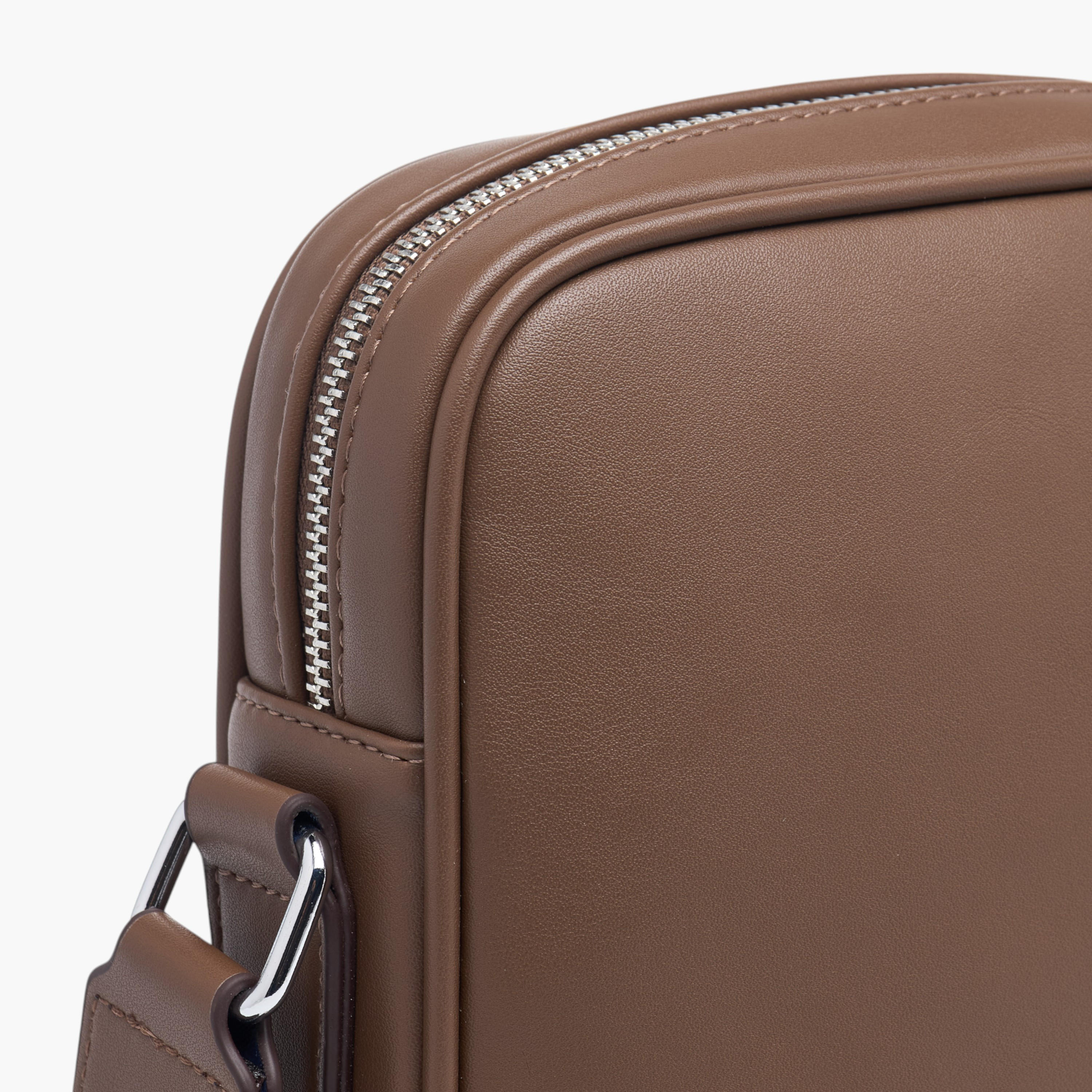 Duchini Panelled Crossbody Bag with Zip Closure and Adjustable Strap-men-bags-image-5