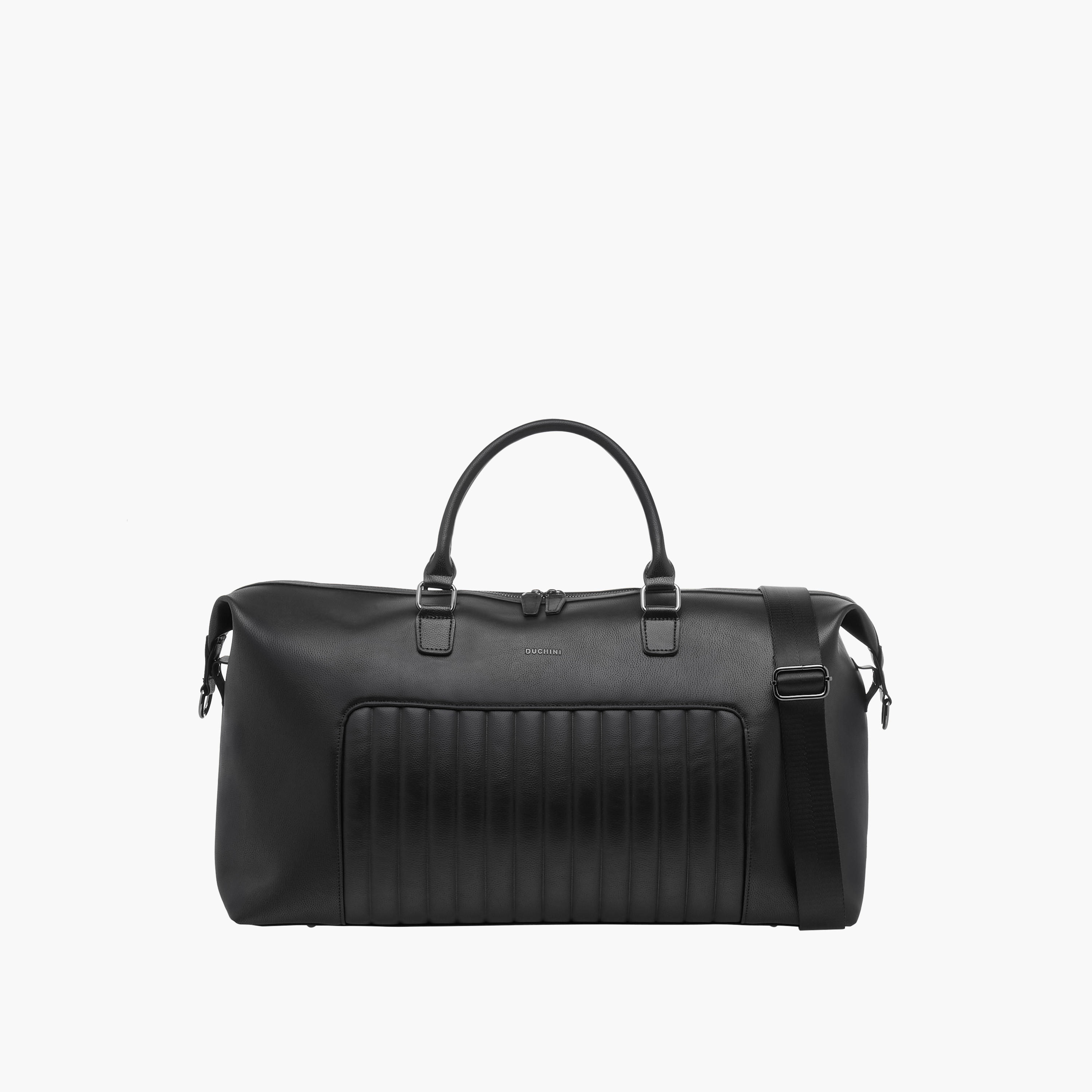 Duchini Textured Duffel Bag with Detachable Strap and Zip Closure-travel-luggagesandbags-dufflebags-image-1