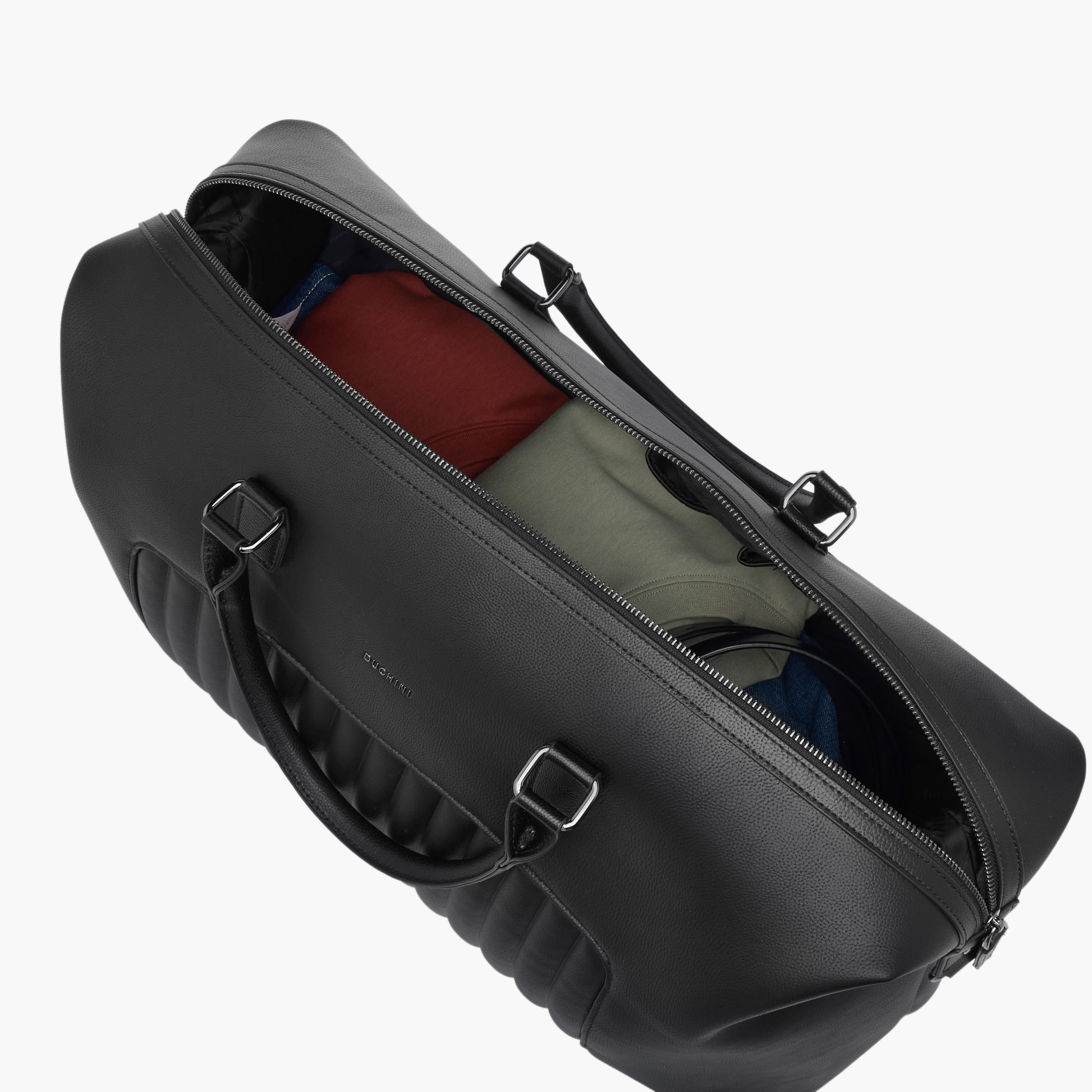 Duchini Textured Duffel Bag with Detachable Strap and Zip Closure-travel-luggagesandbags-dufflebags-image-7