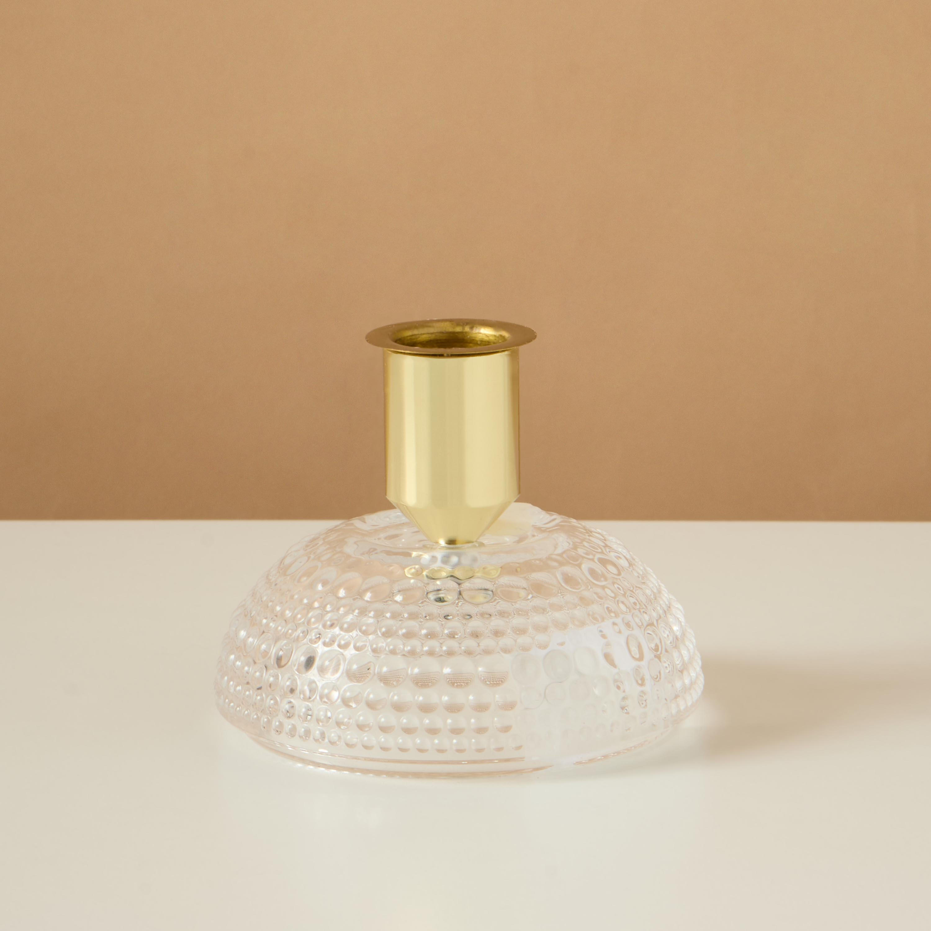 Textured Glass Taper Candleholder - 8 cms-household-decor-candleholdersandlanterns-image-2